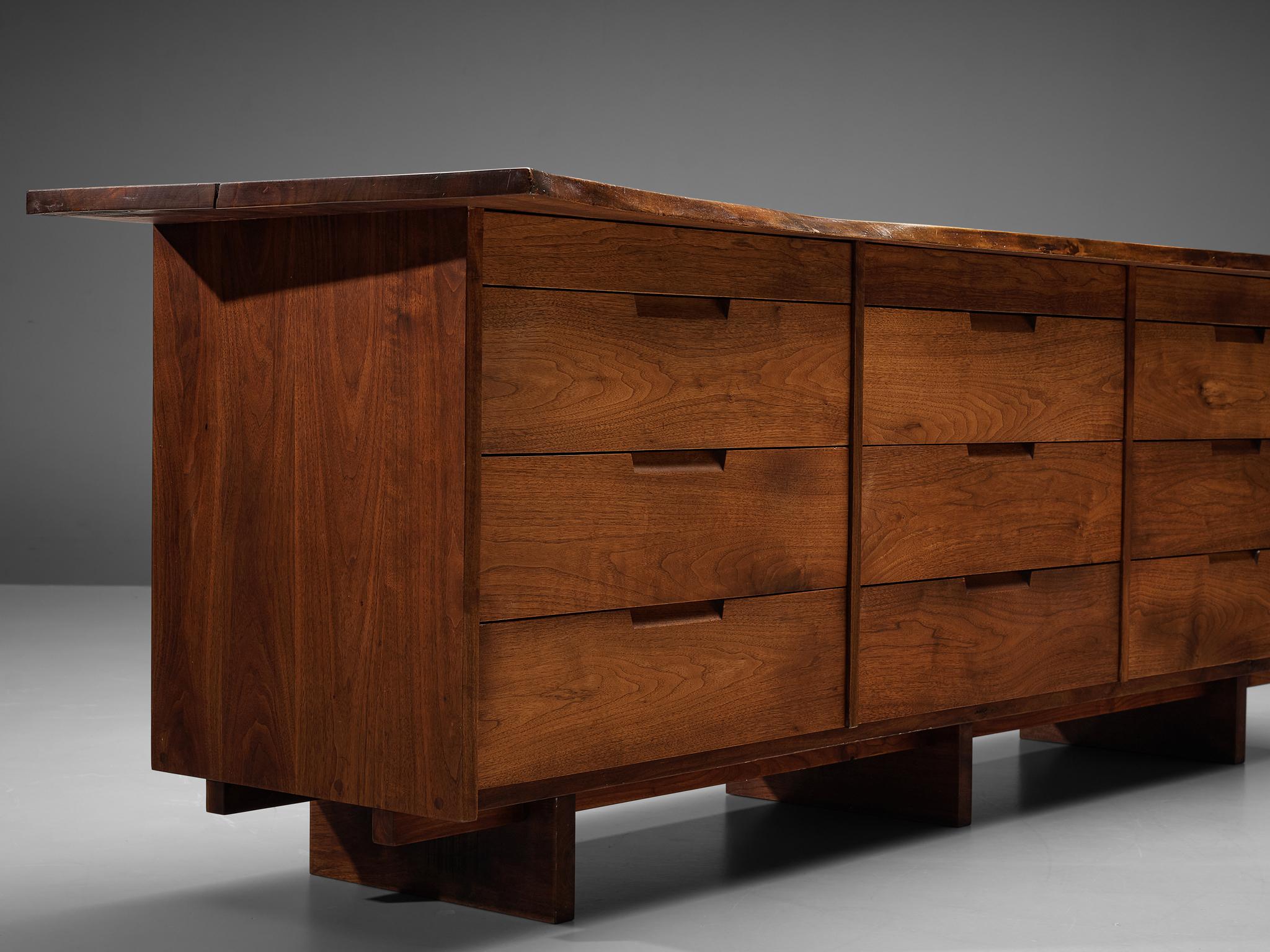 Mid-Century Modern George Nakashima Free-Edge Sideboard in Solid Walnut