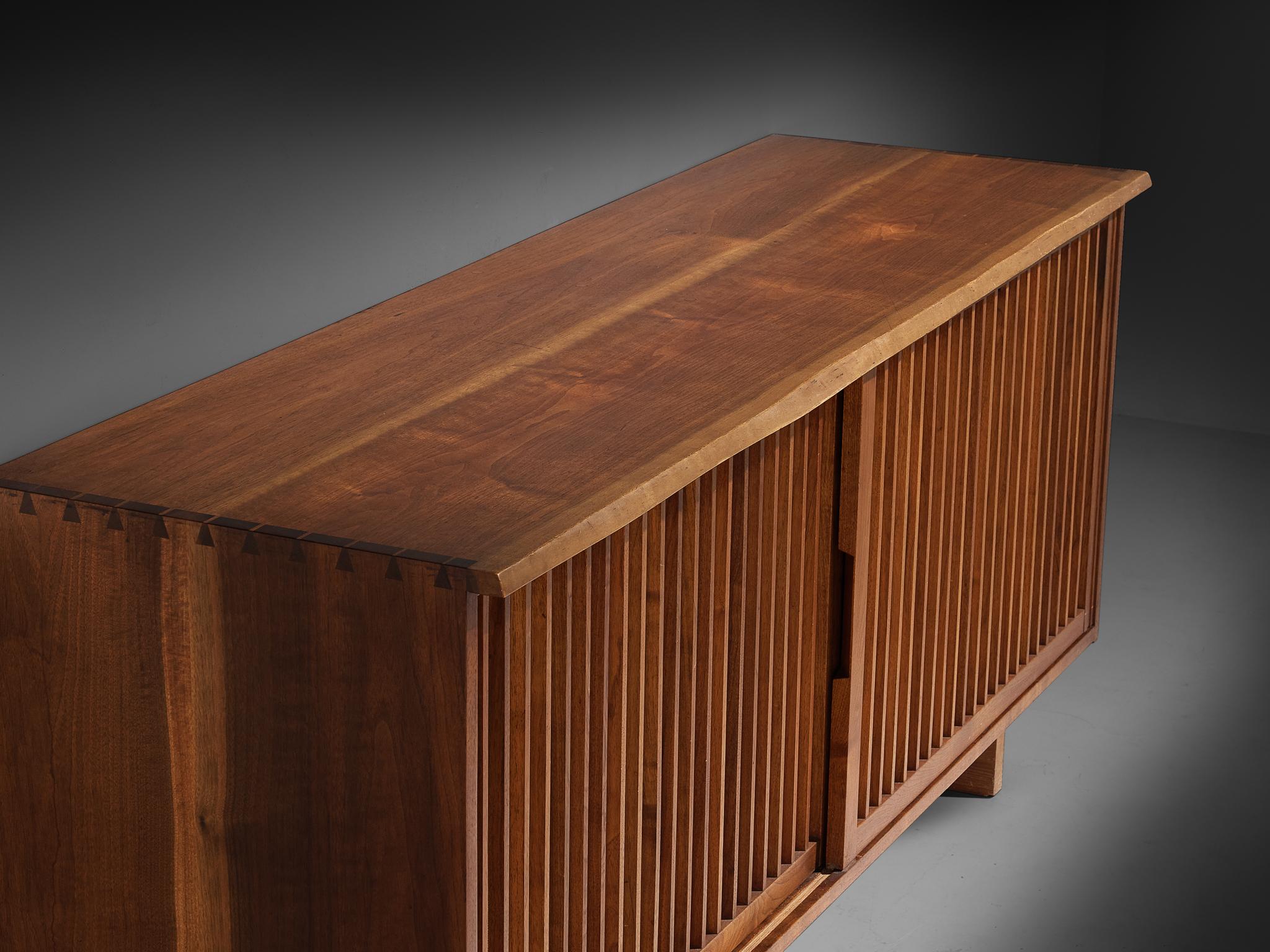 Mid-Century Modern George Nakashima Free Edge Sideboard in Walnut with Pandanus Cloth