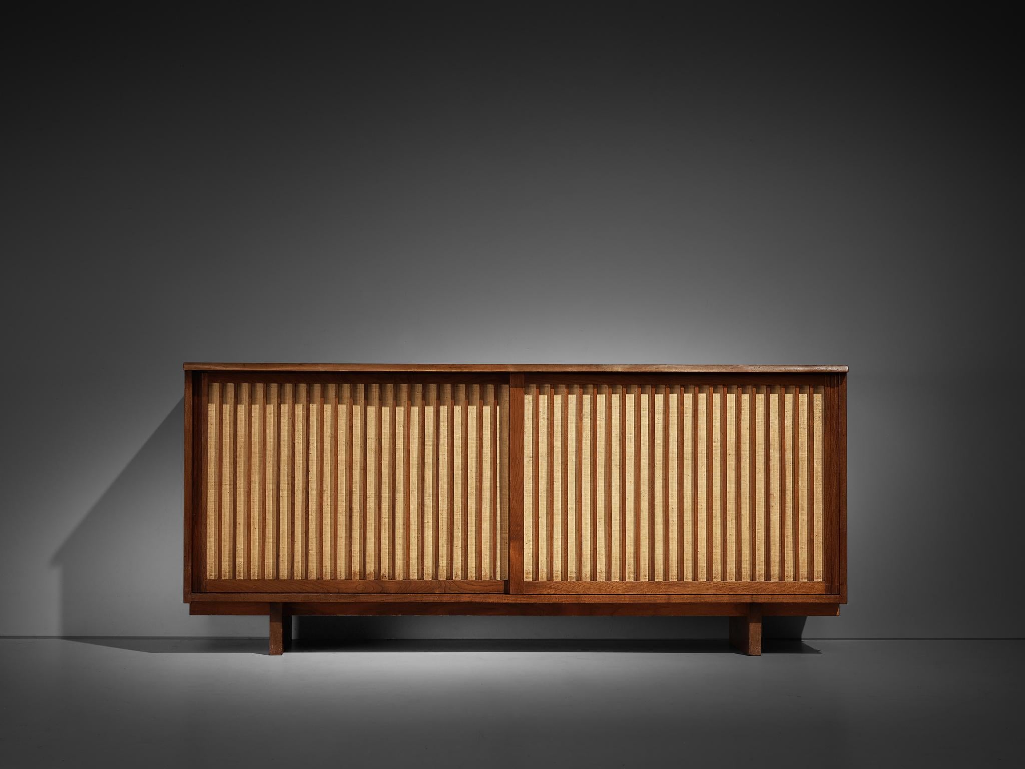 American George Nakashima Free Edge Sideboard in Walnut with Pandanus Cloth