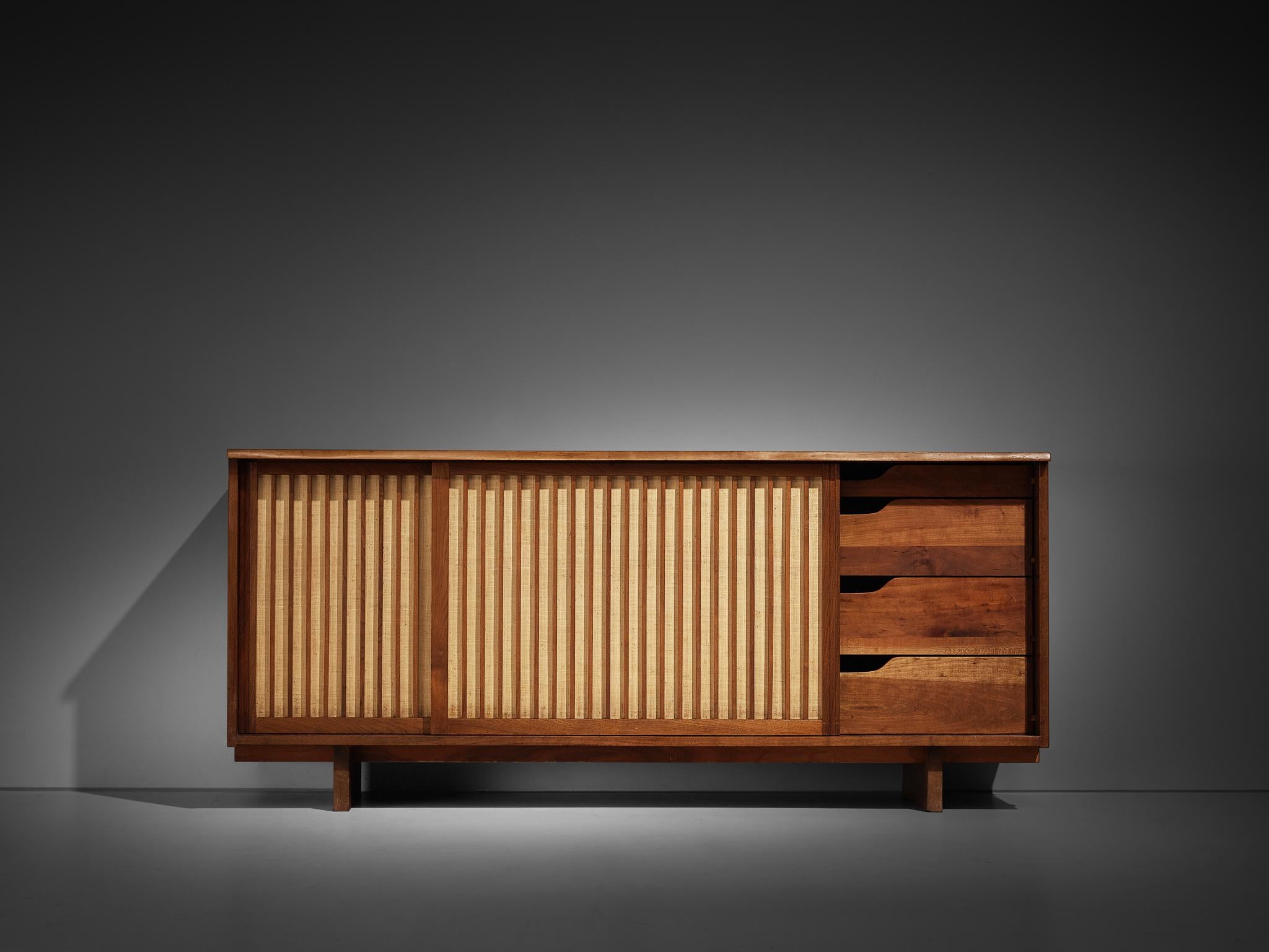 George Nakashima Free Edge Sideboard in Walnut with Pandanus Cloth In Good Condition In Waalwijk, NL