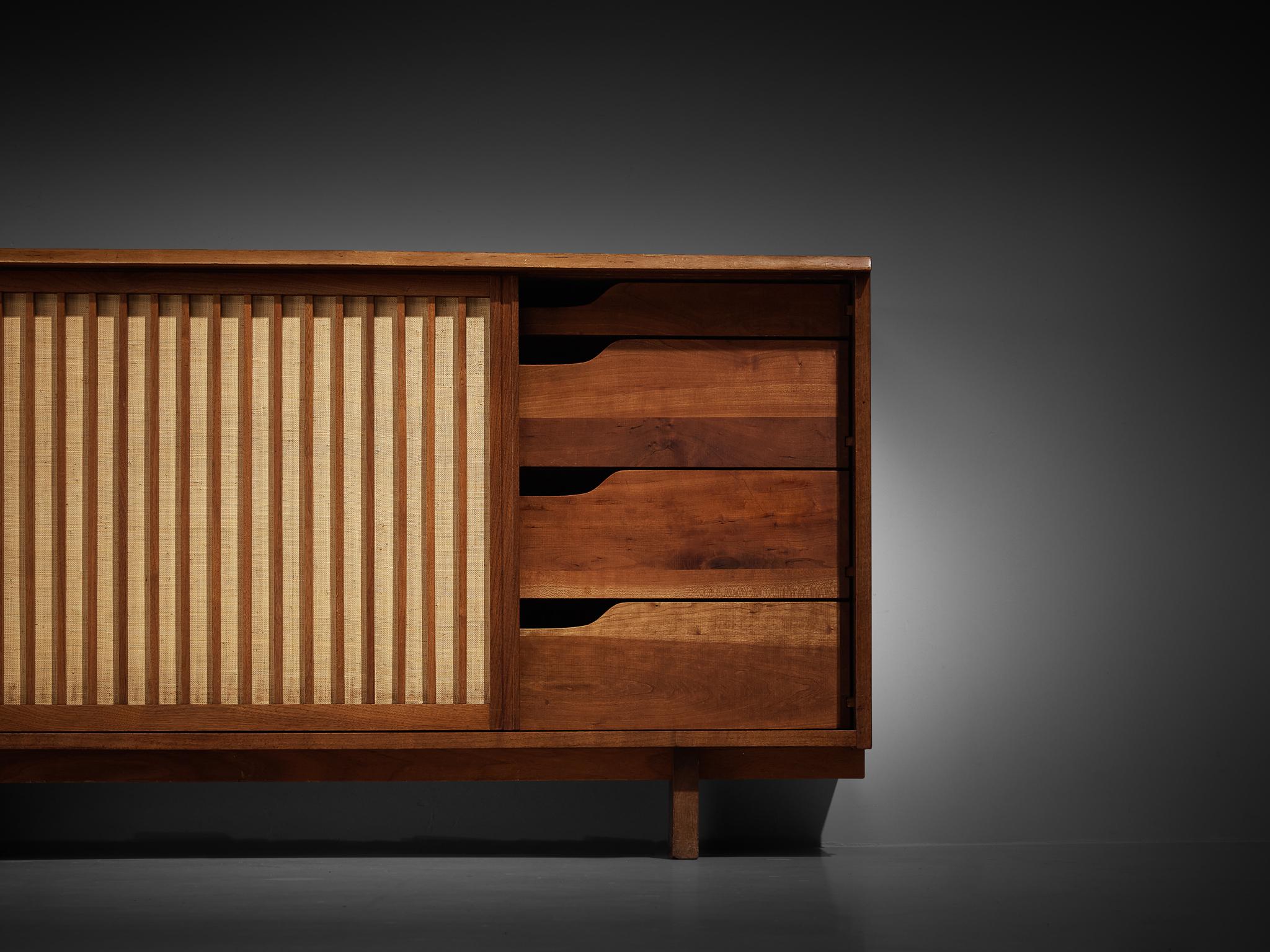 Mid-20th Century George Nakashima Free Edge Sideboard in Walnut with Pandanus Cloth