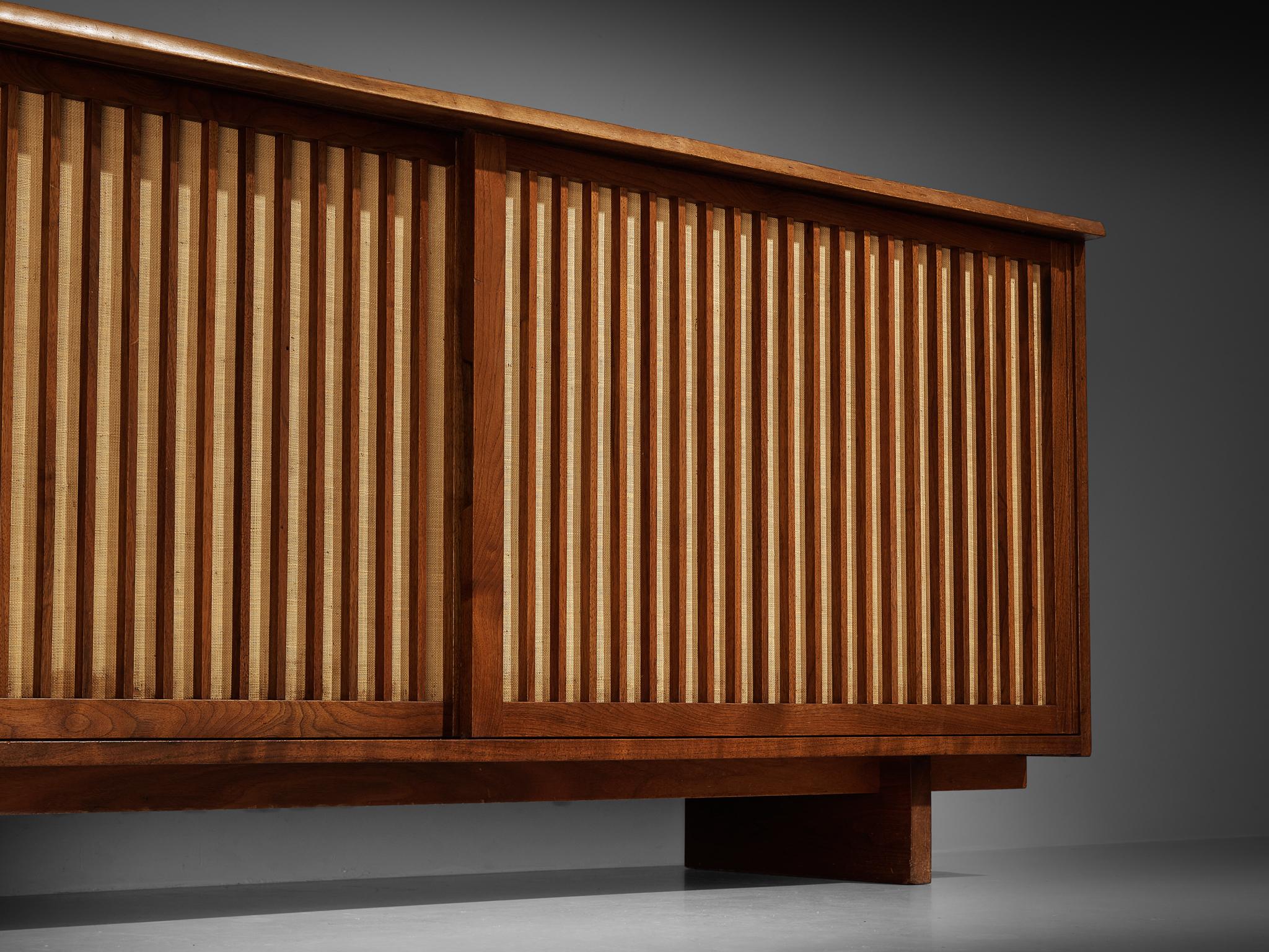 George Nakashima Free Edge Sideboard in Walnut with Pandanus Cloth 1