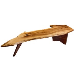 George Nakashima Free Edge Slab Coffee Table in English Walnut