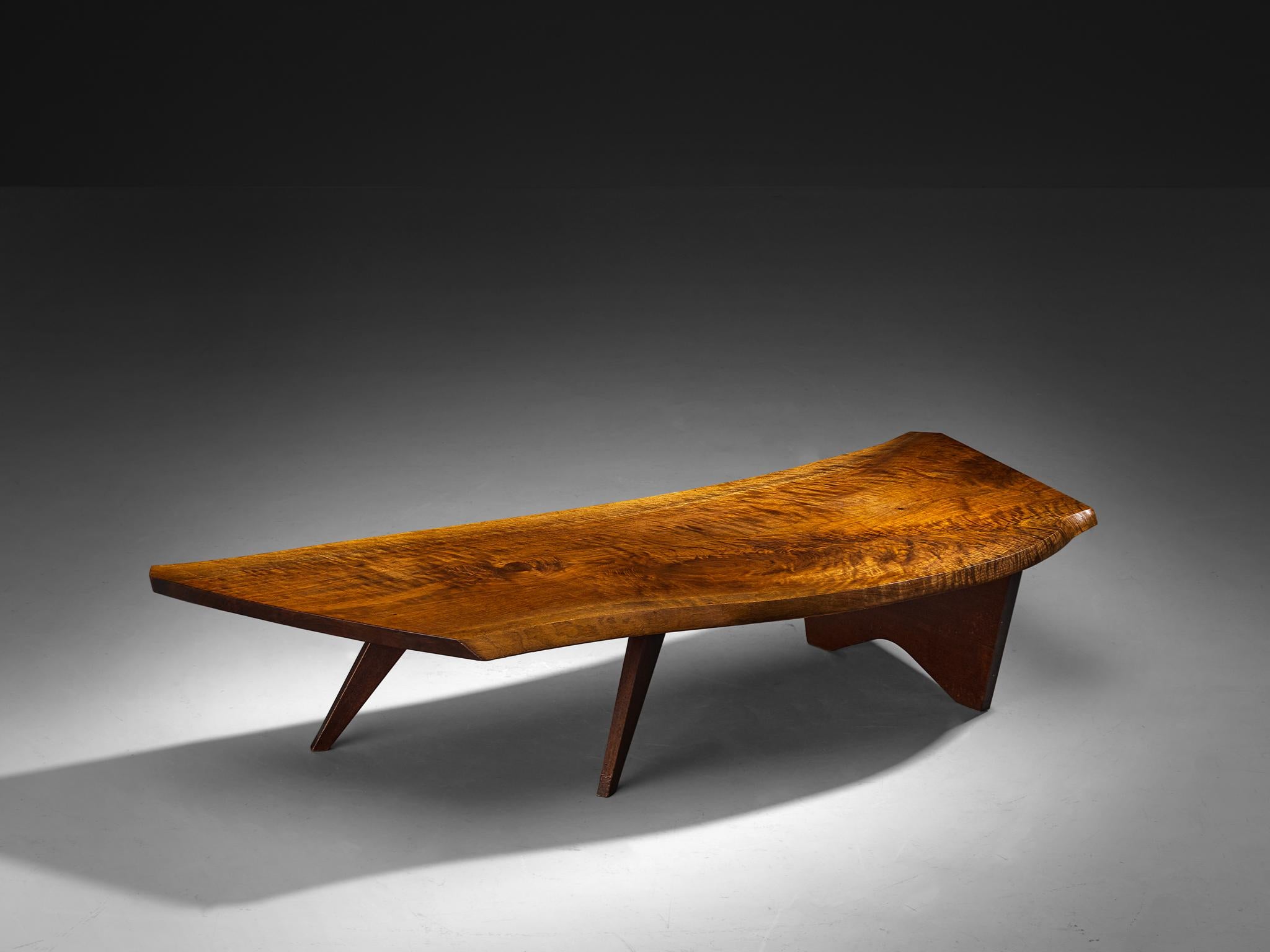 Mid-Century Modern George Nakashima Free Edge 'Slab I' Coffee Table in Walnut For Sale