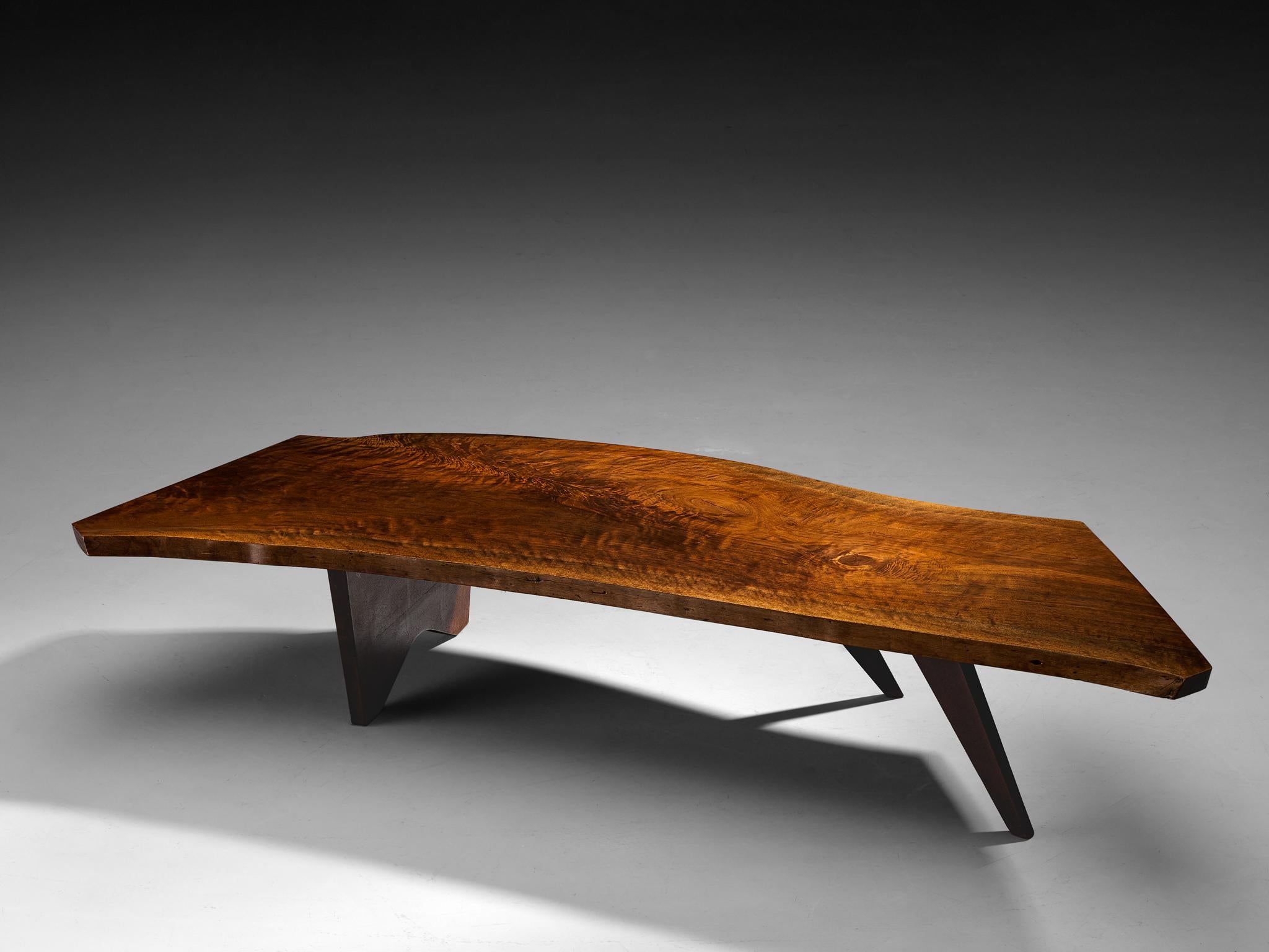 American George Nakashima Free Edge 'Slab I' Coffee Table in Walnut For Sale
