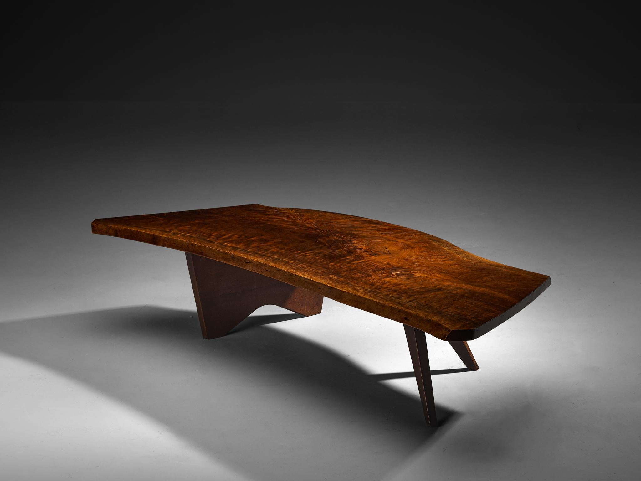 George Nakashima Free Edge 'Slab I' Coffee Table in Walnut For Sale 1