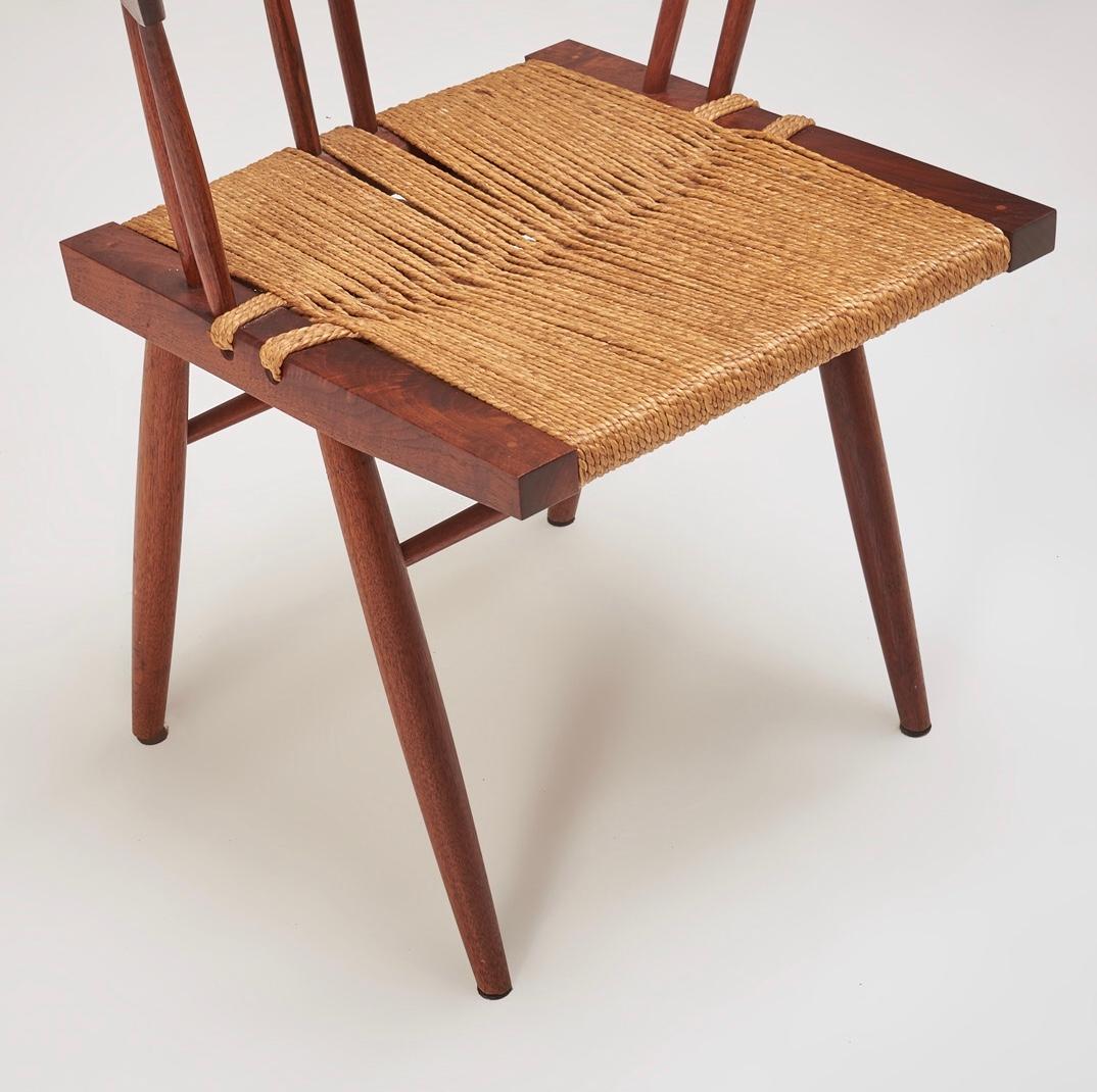 Mid-Century Modern George Nakashima Grass Seat and Walnut Chairs