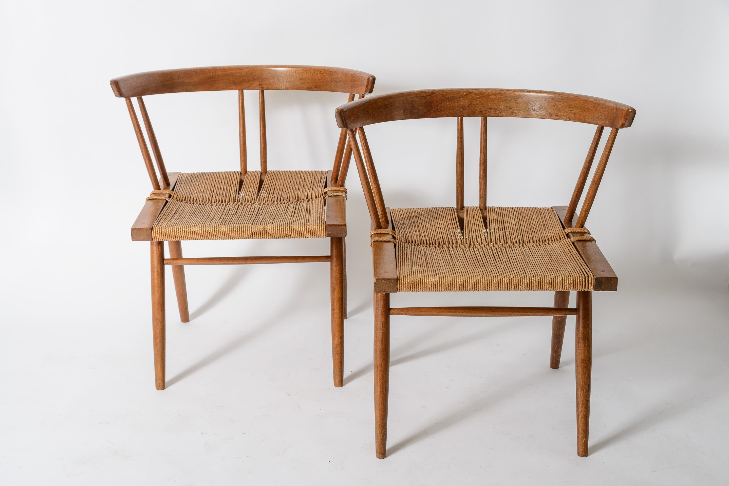 American George Nakashima Grass Seat Chairs For Sale