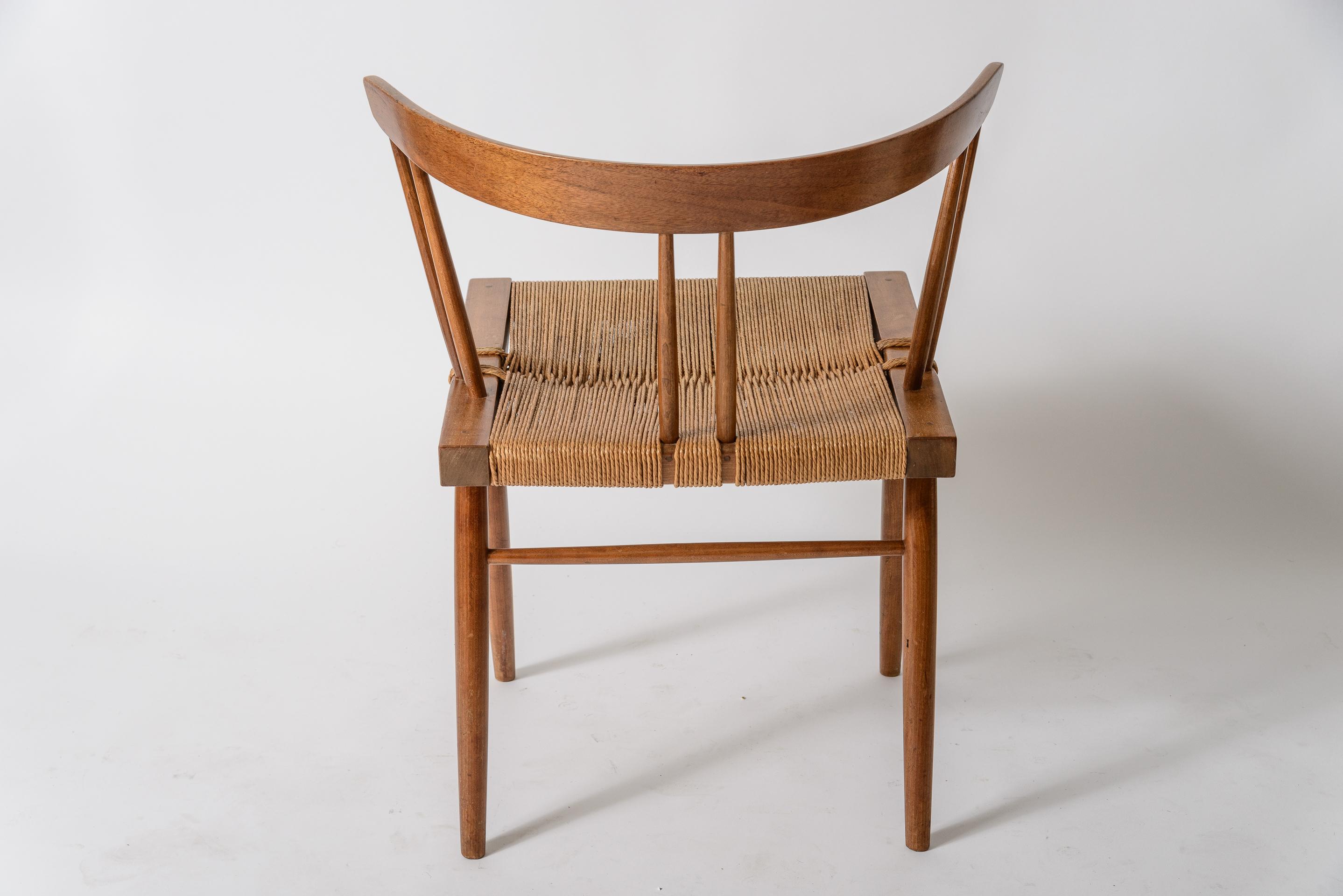 Walnut George Nakashima Grass Seat Chairs For Sale