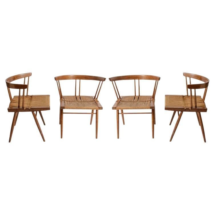 George Nakashima Grass Seat Chairs For Sale