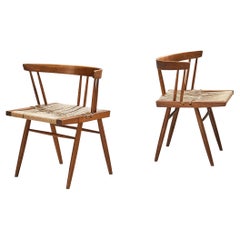 George Nakashima 'Grass-seated Chairs' in Walnut and Sea Grass