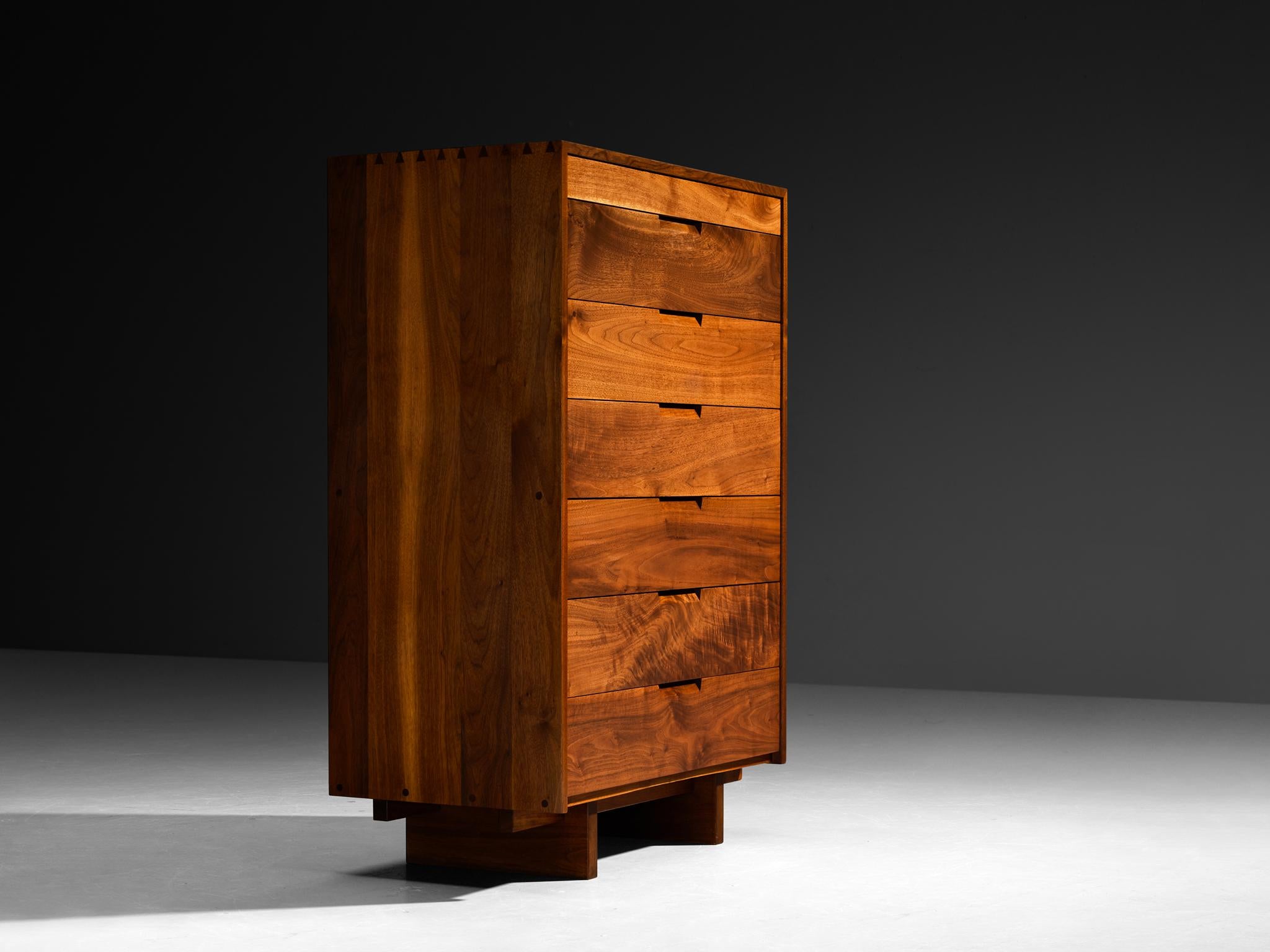 Late 20th Century George Nakashima 'Hi Boy' Chest of Drawers in American Black Walnut