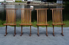George Nakashima Inspired Set of Four Conoid Style Dining Chairs Mixed Hardwoods