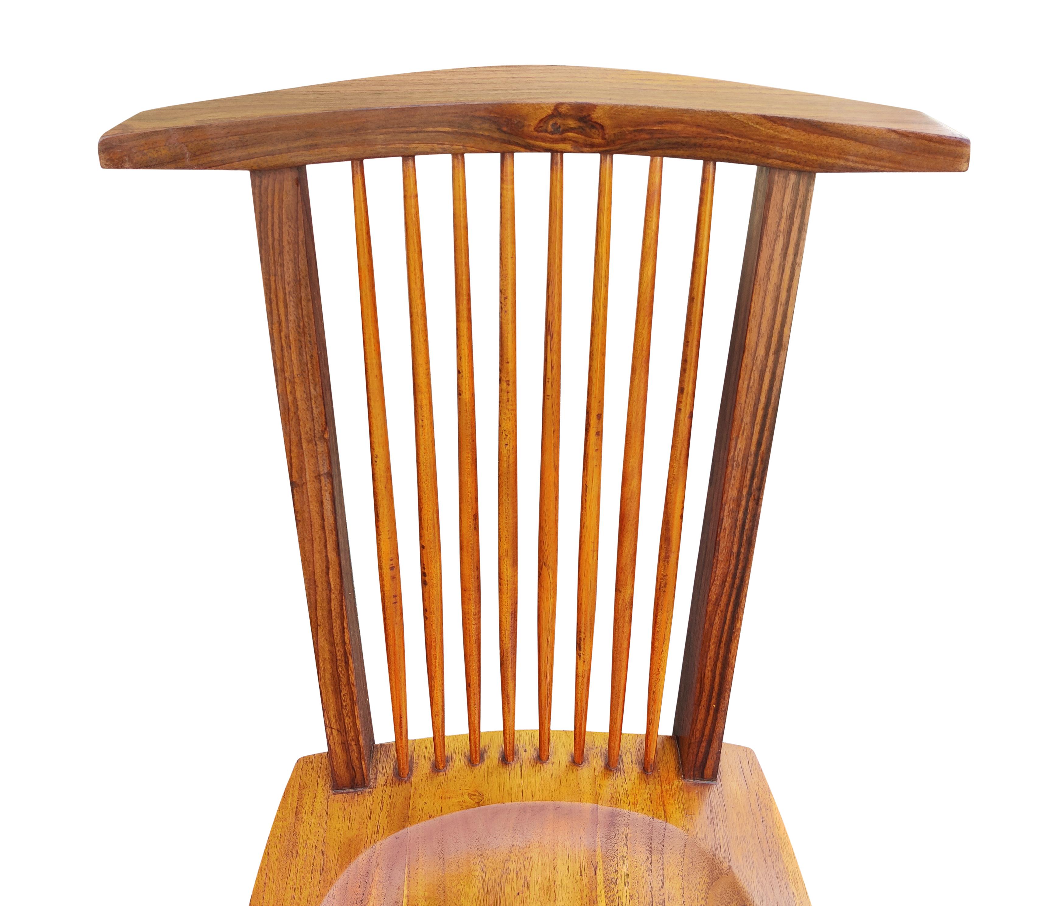 George Nakashima Inspired Set of Six Conoid Style Dining Chairs Mixed Hardwoods 3