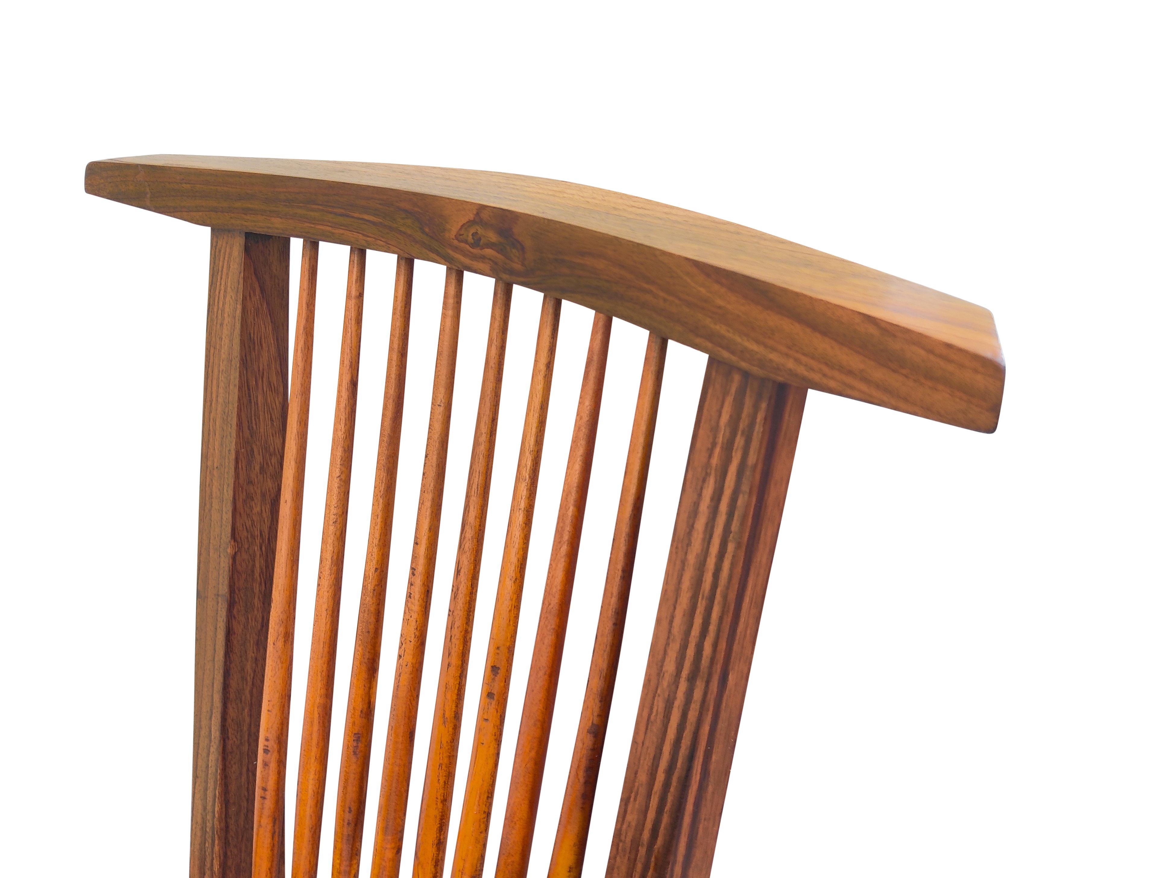 George Nakashima Inspired Set of Six Conoid Style Dining Chairs Mixed Hardwoods 4