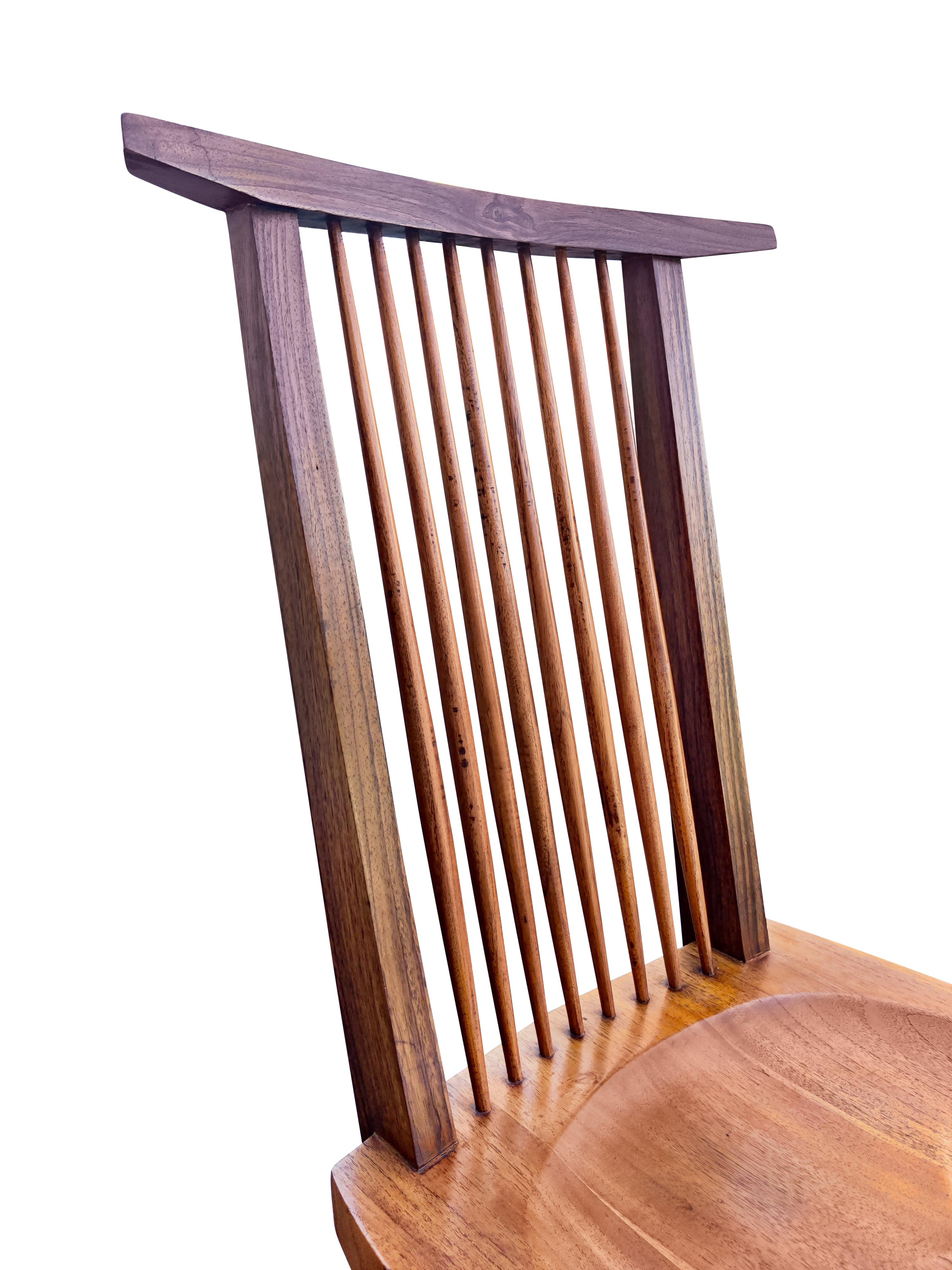 George Nakashima Inspired Set of Six Conoid Style Dining Chairs Mixed Hardwoods 1