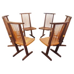 George Nakashima Inspired Set of Six Conoid Style Dining Chairs Mixed Hardwoods