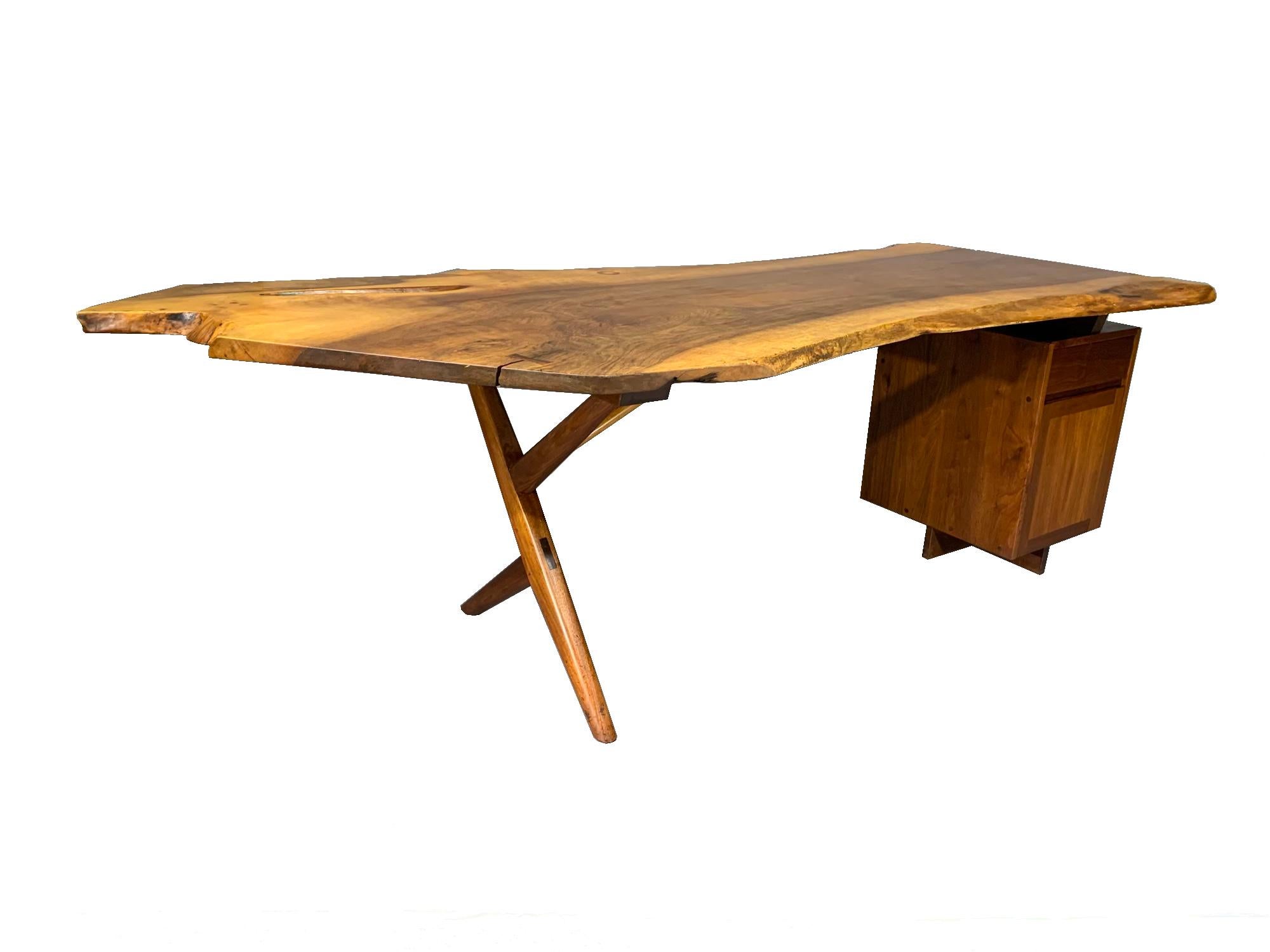Woodwork George Nakashima Large Conoid Writing Desk with Free-Form Edge Top