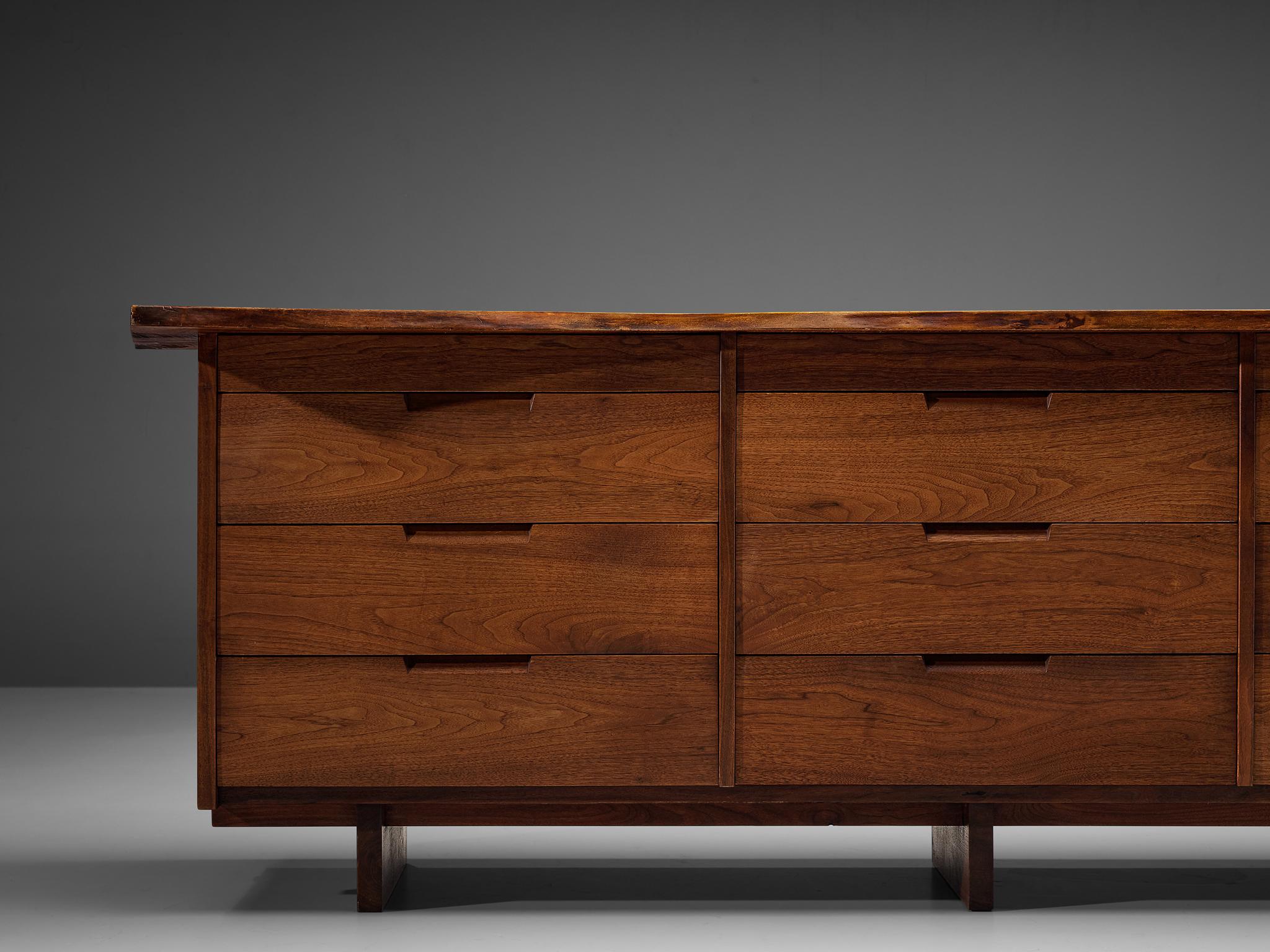 American George Nakashima Large Sideboard with Drawers in Walnut