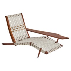 Chaise longue George Nakashima, noyer noir américain, sangles en coton, États-Unis, années 1960