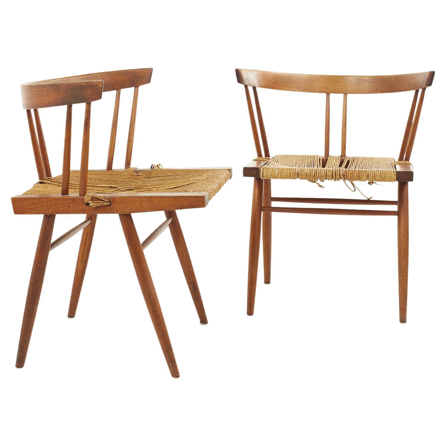 George Nakashima Mid Century Grass Chairm, a Pair