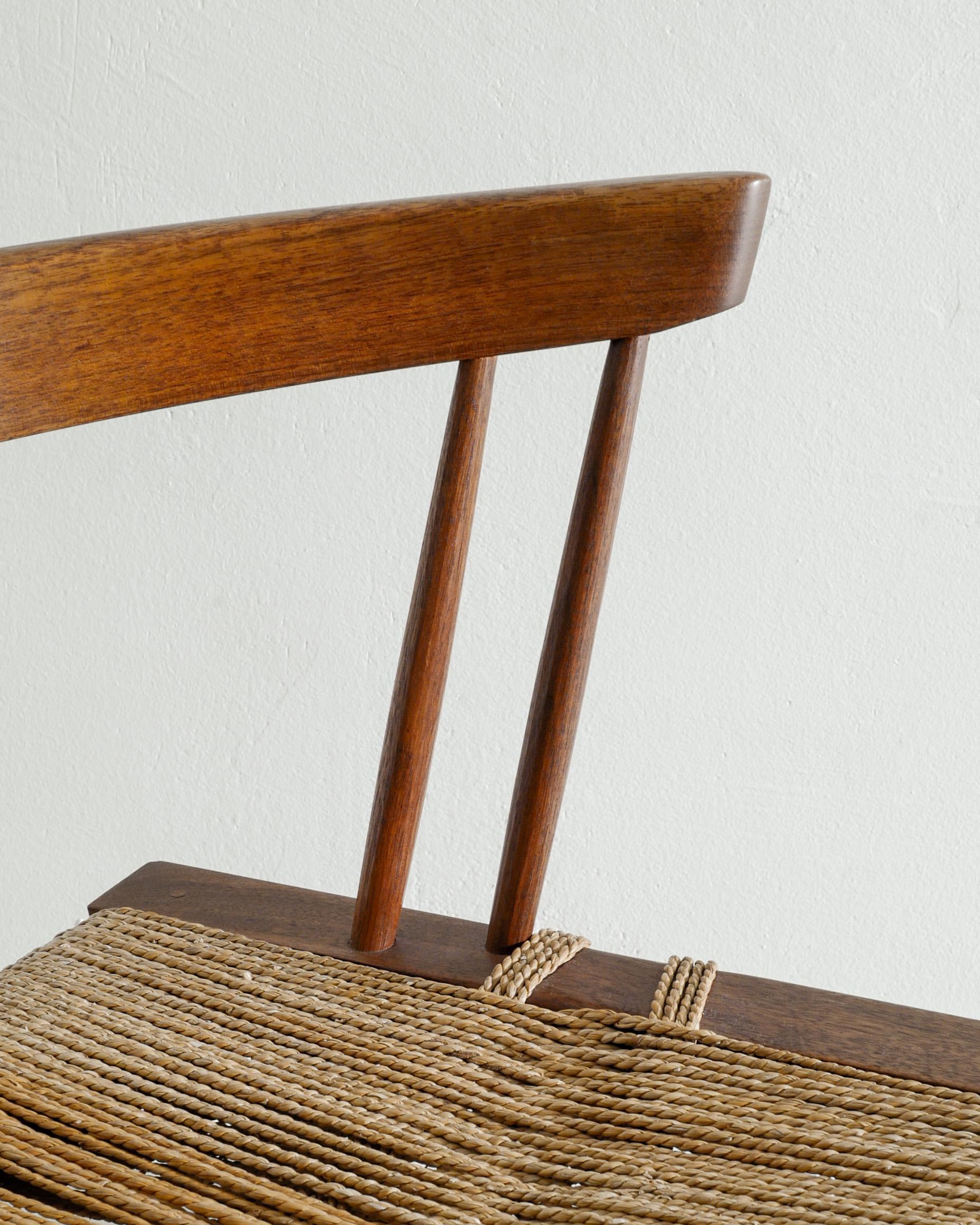 American George Nakashima Mid Century Wooden Walnut Grass Straw Dining Office Chair 1960s For Sale