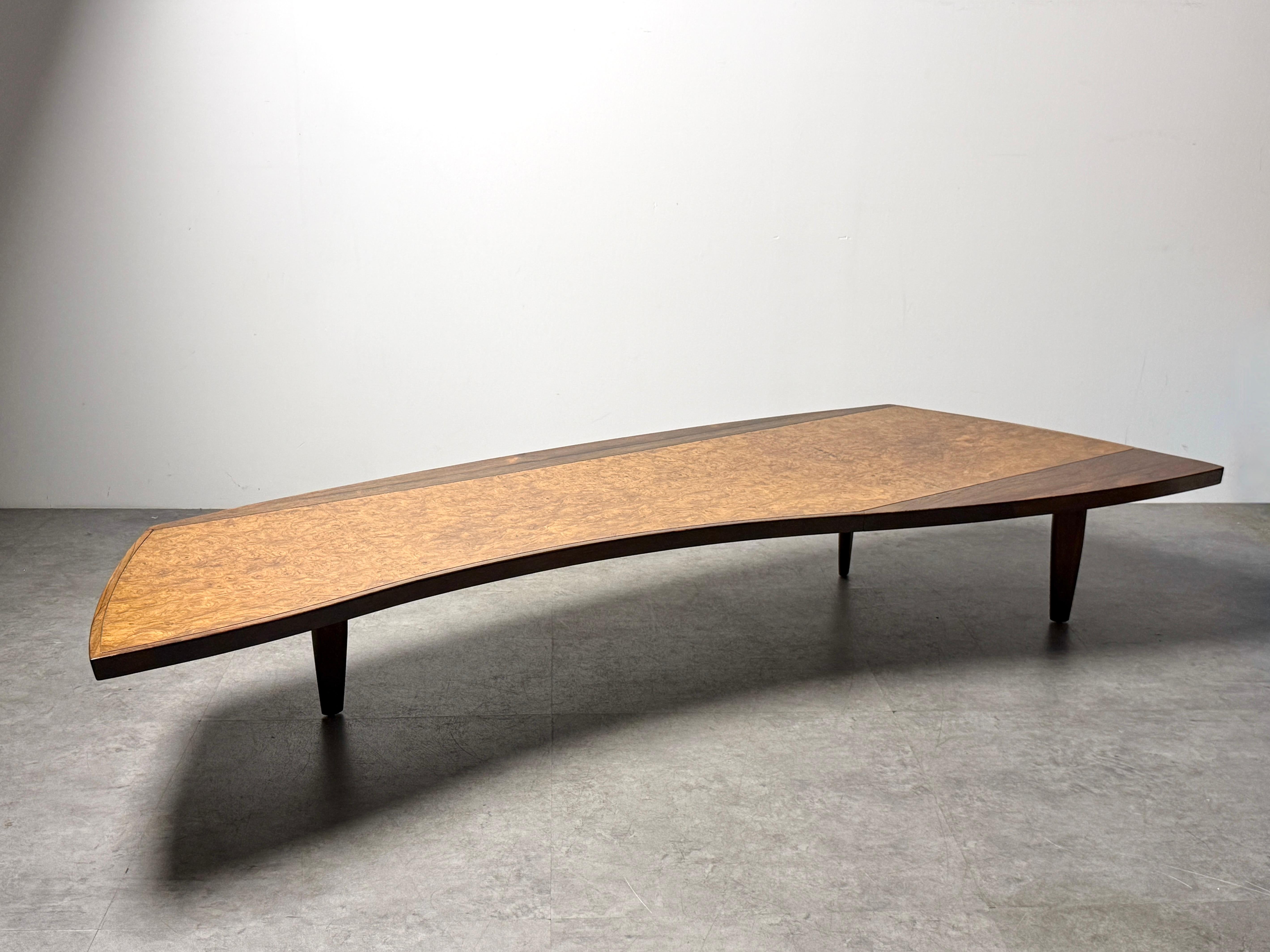 Mid-Century Modern George Nakashima Coffee Table Model 200-84W in Elm Burl for Widdicomb Origins