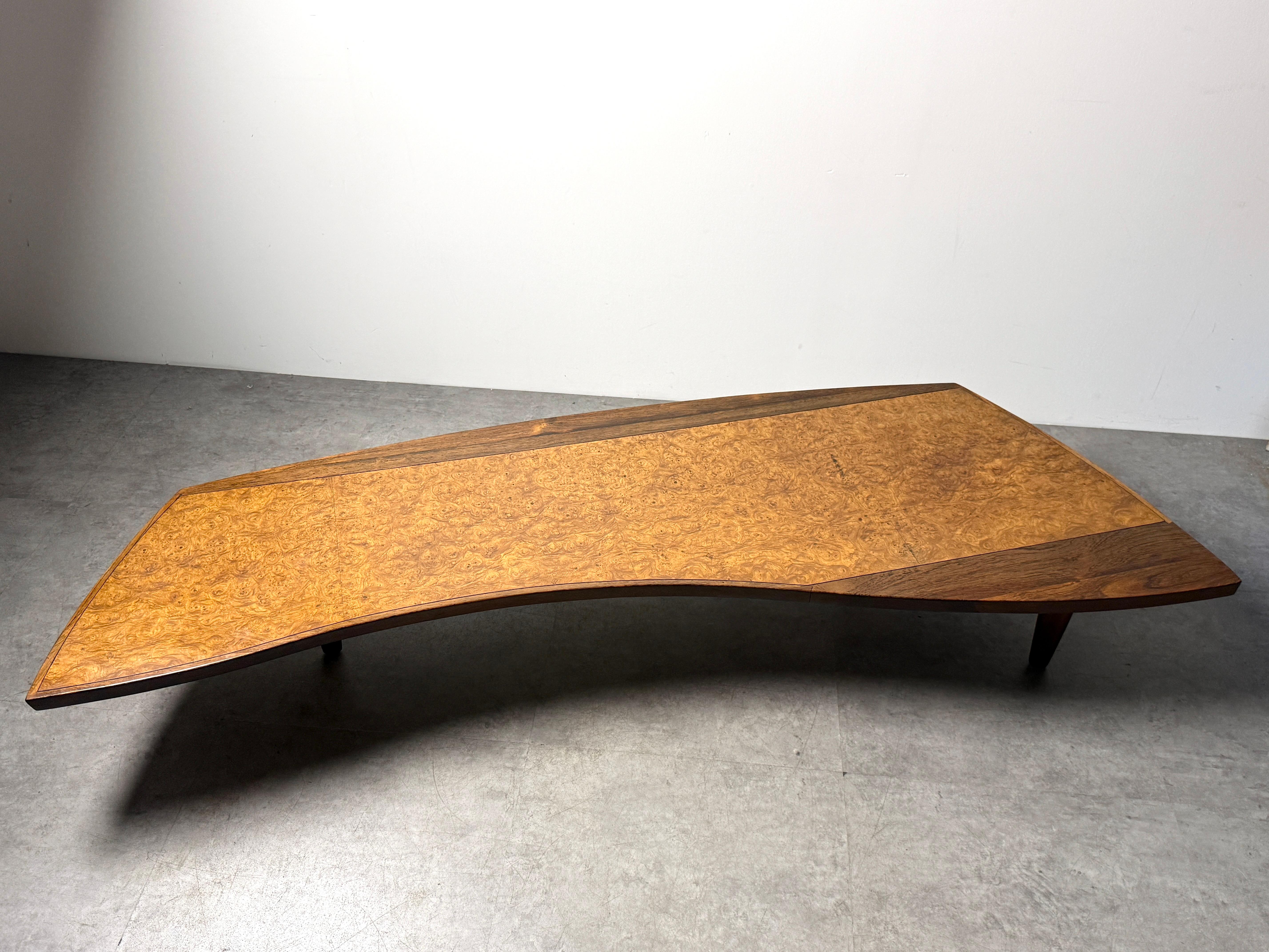 American George Nakashima Coffee Table Model 200-84W in Elm Burl for Widdicomb Origins