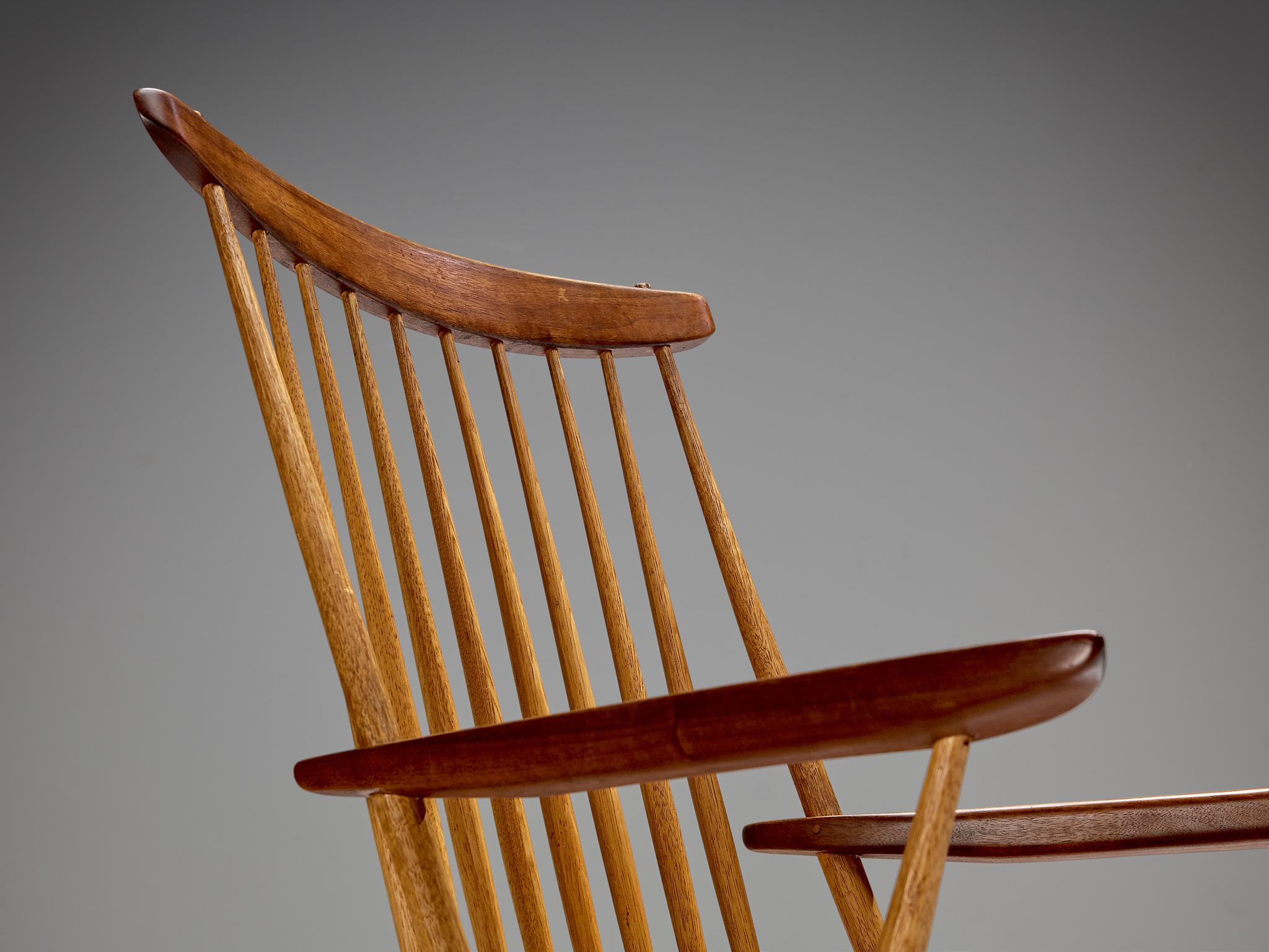 Mid-Century Modern George Nakashima Pair of 'New' Armchairs in Walnut and Hickory 