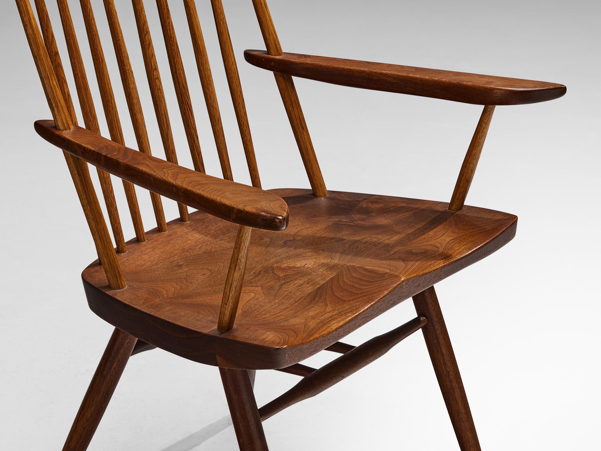 Mid-Century Modern George Nakashima 'New' Armchairs in Walnut and Hickory  For Sale