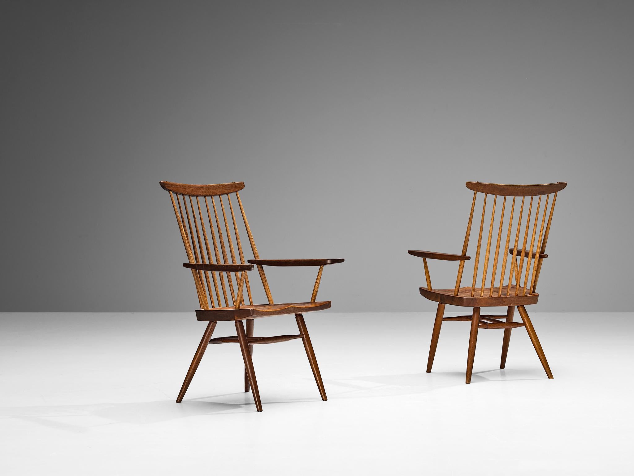 Mid-Century Modern Fauteuils George Nakashima 'New' en noyer et hickory