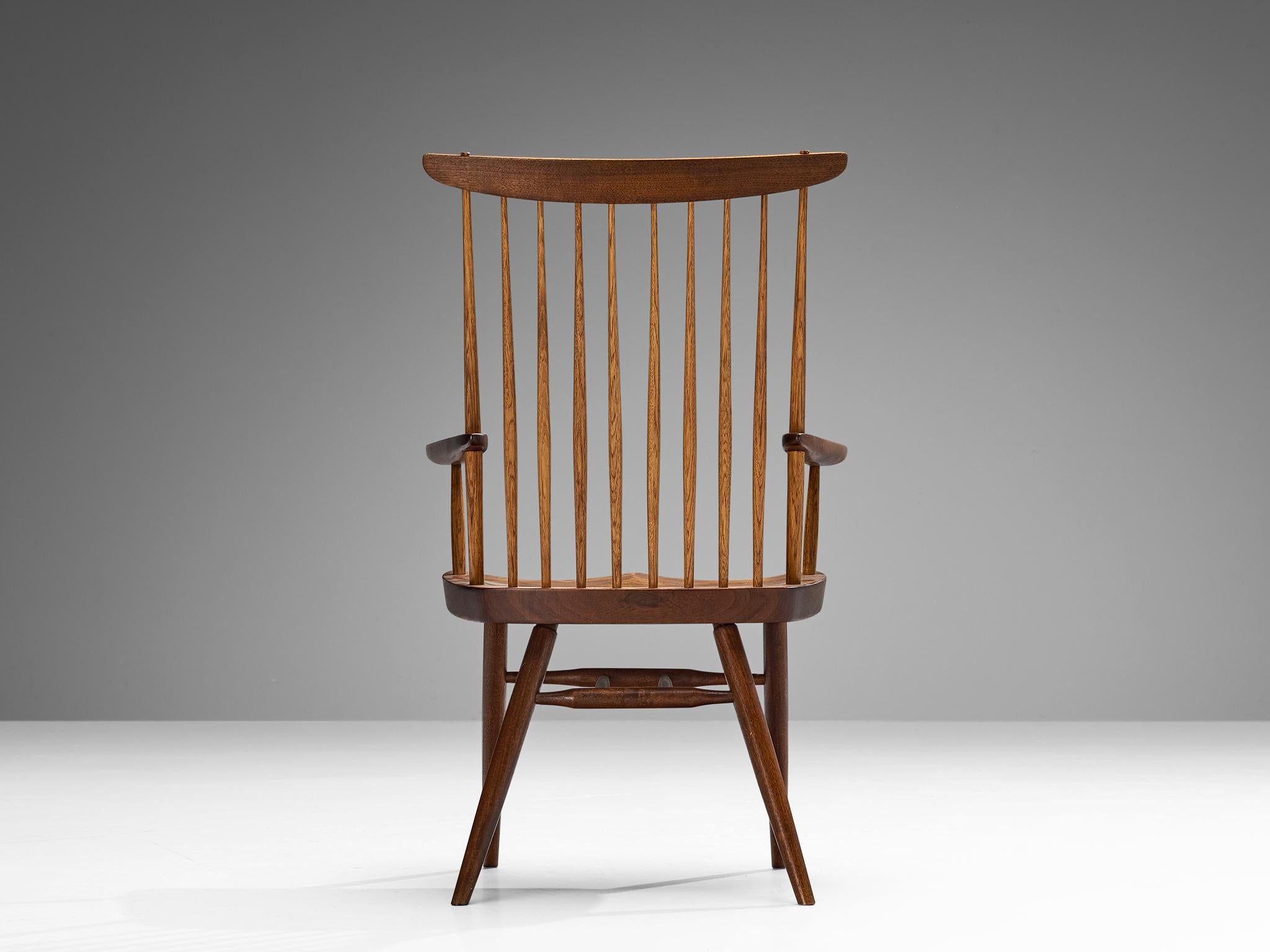 American George Nakashima 'New' Armchairs in Walnut and Hickory  For Sale