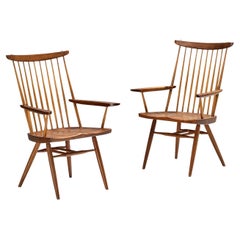 George Nakashima 'New' Armchairs in Walnut and Hickory 