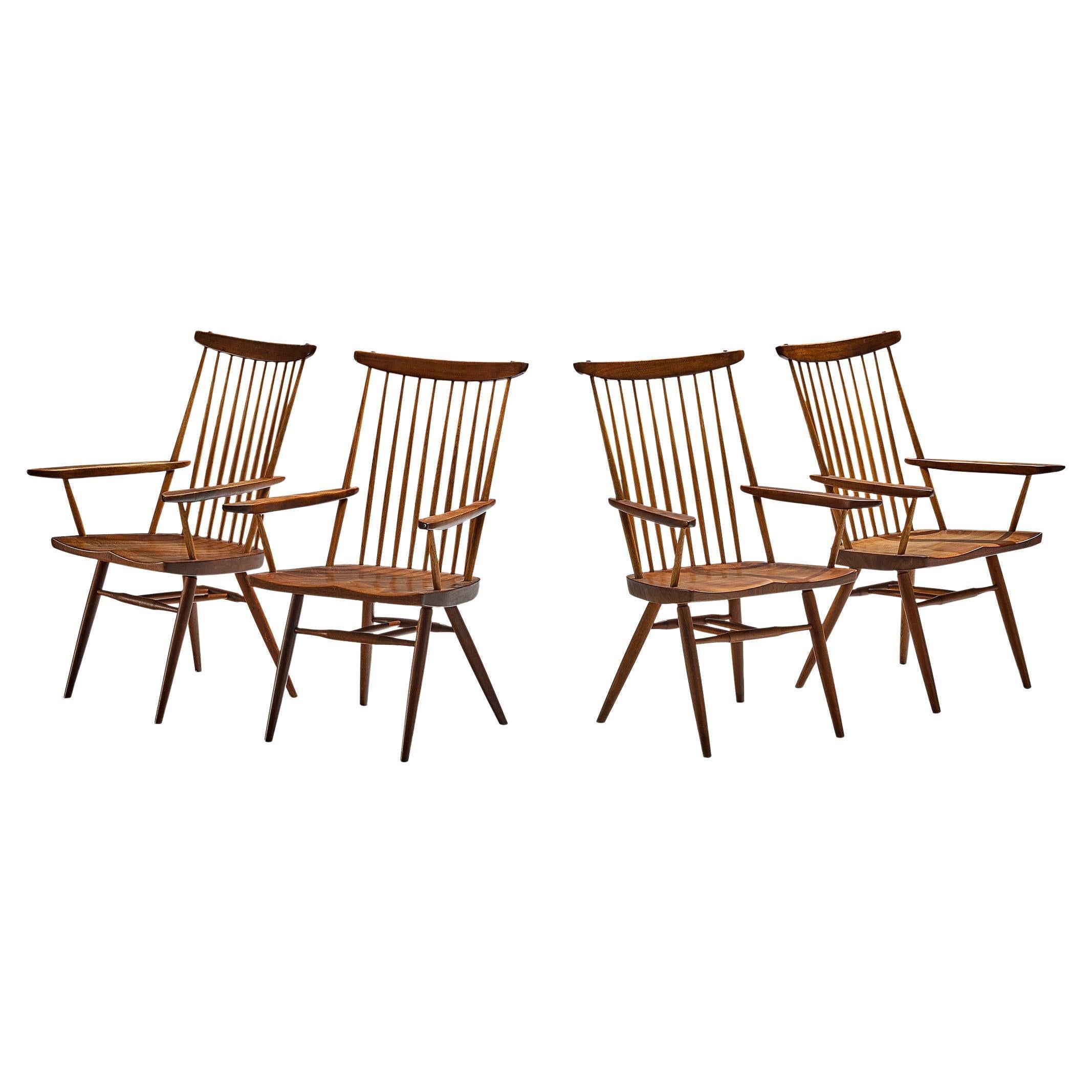 George Nakashima 'New' Armchairs in Walnut and Hickory  For Sale