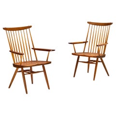 George Nakashima 'New' Armchairs in Walnut and Hickory