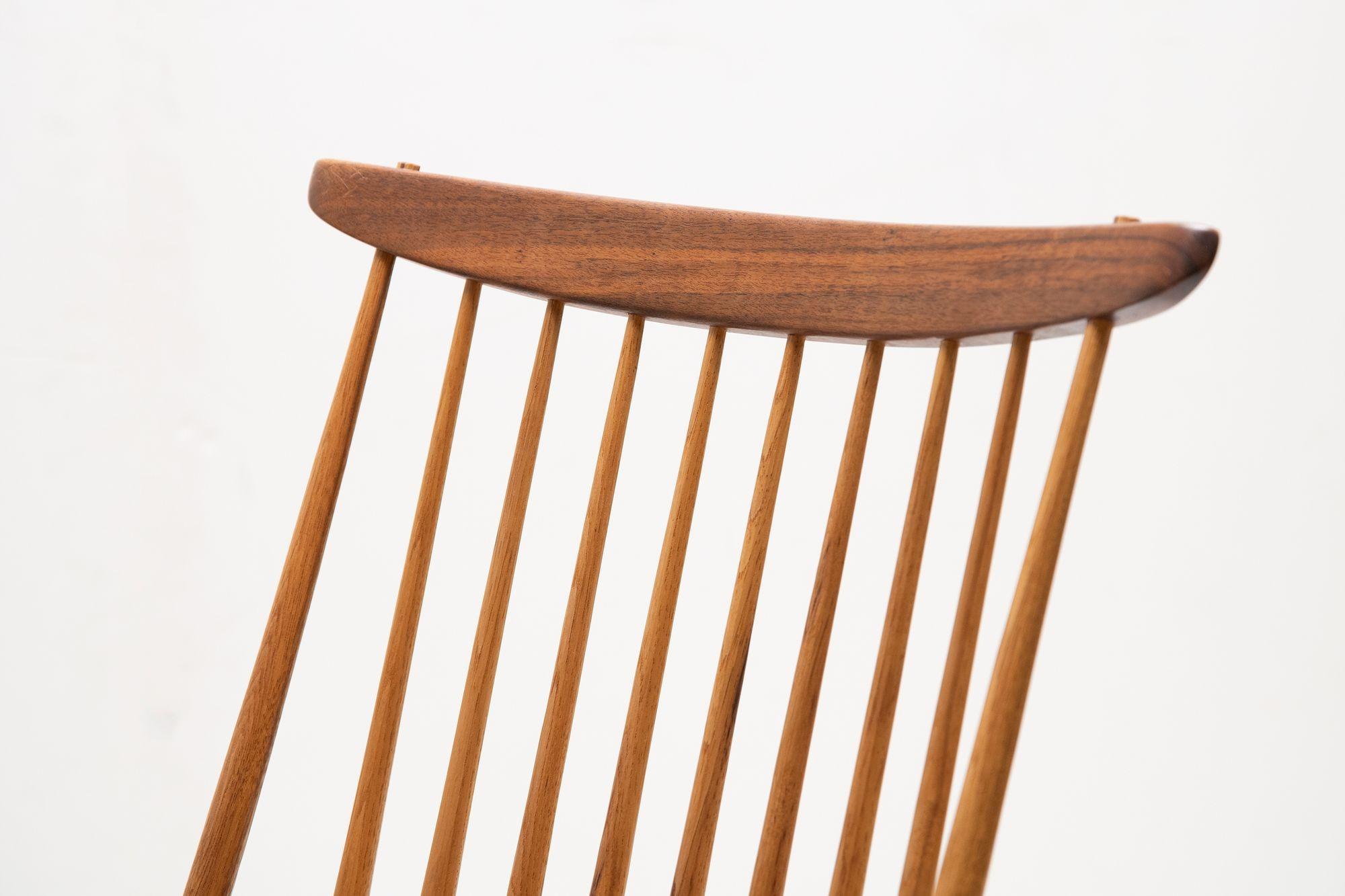 George Nakashima New Chair Rocker in American Black Walnut and Hickory Signed 5