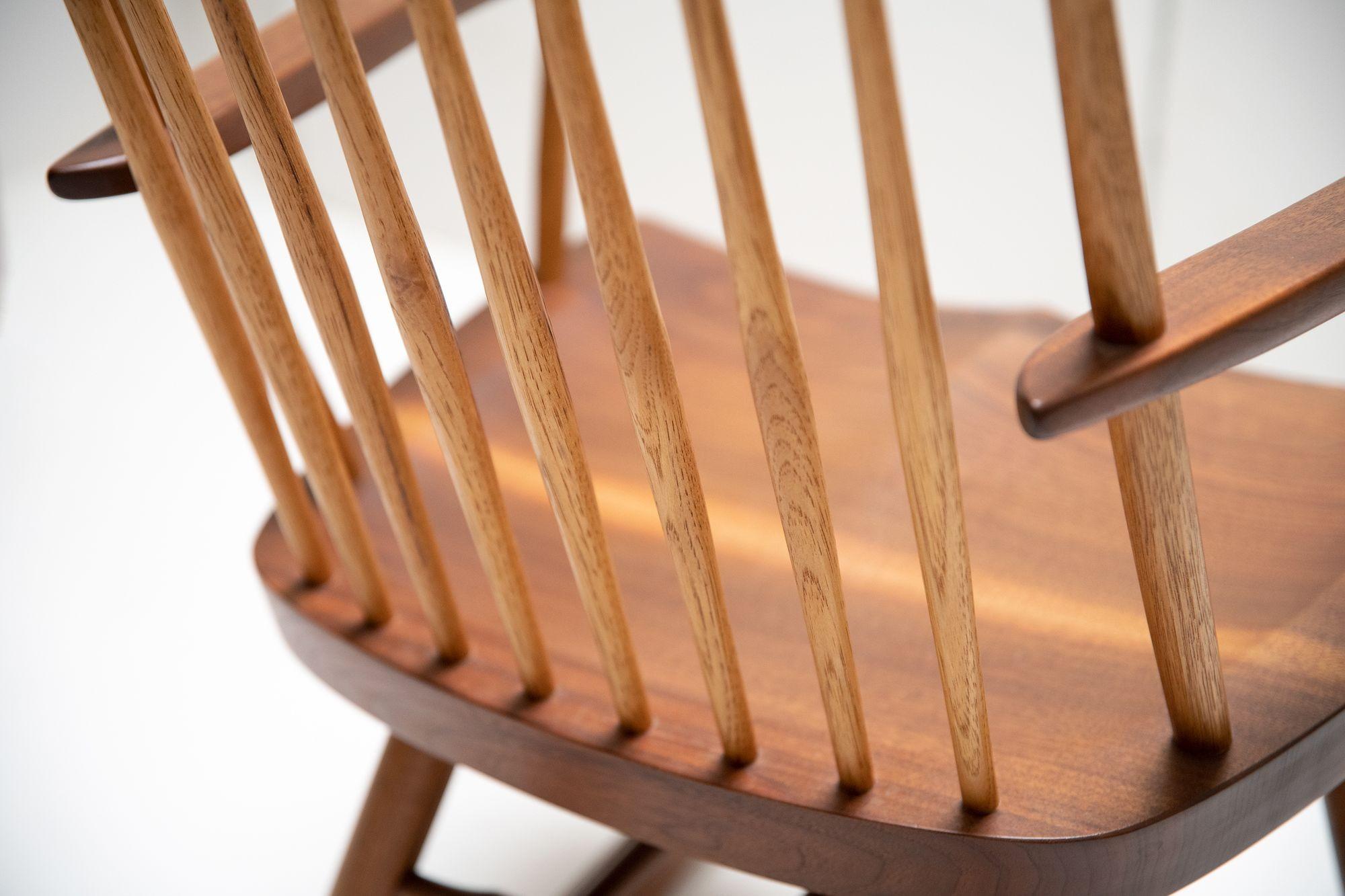 20th Century George Nakashima New Chair Rocker in American Black Walnut and Hickory Signed
