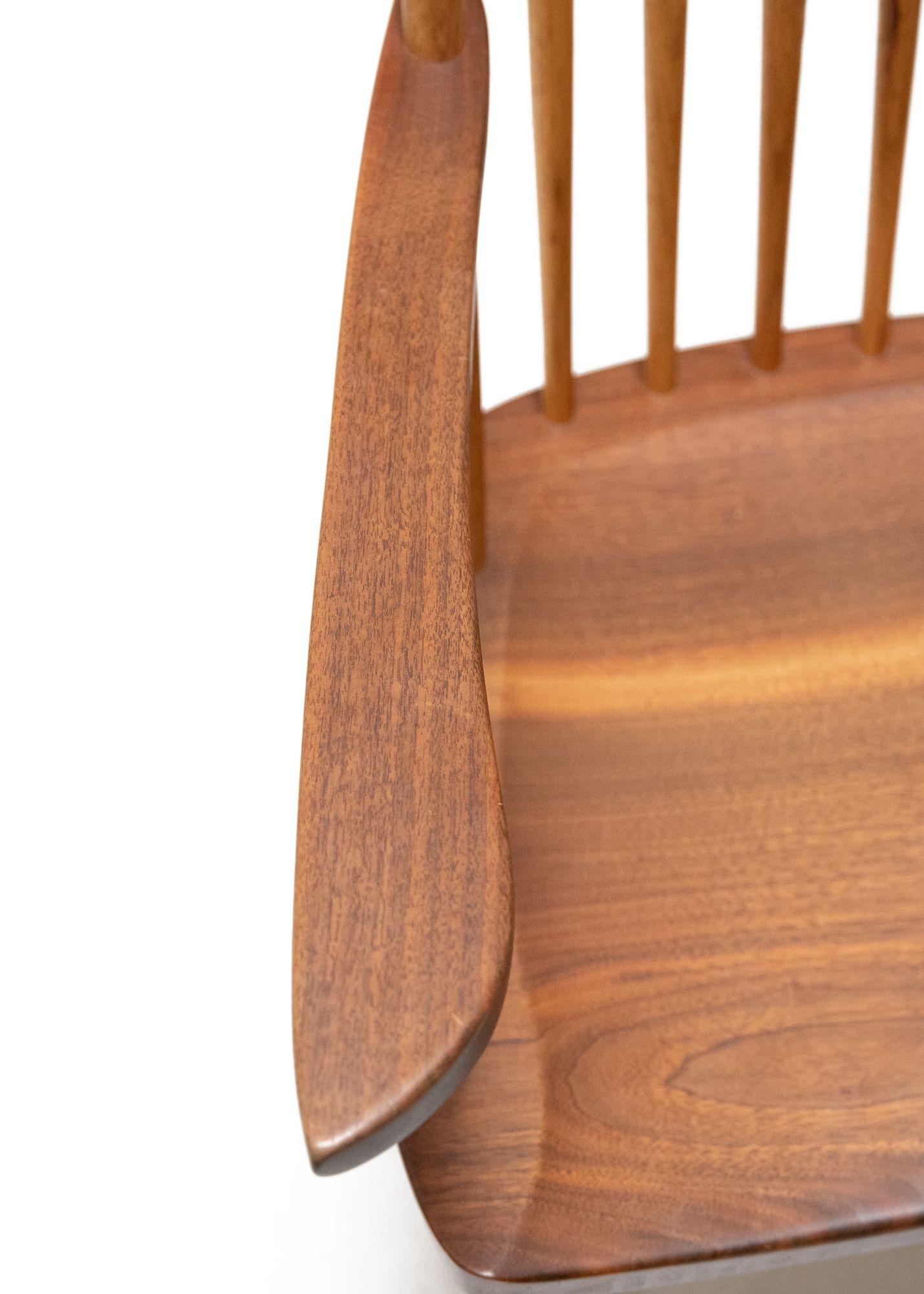 George Nakashima New Chair Rocker in American Black Walnut and Hickory Signed 2