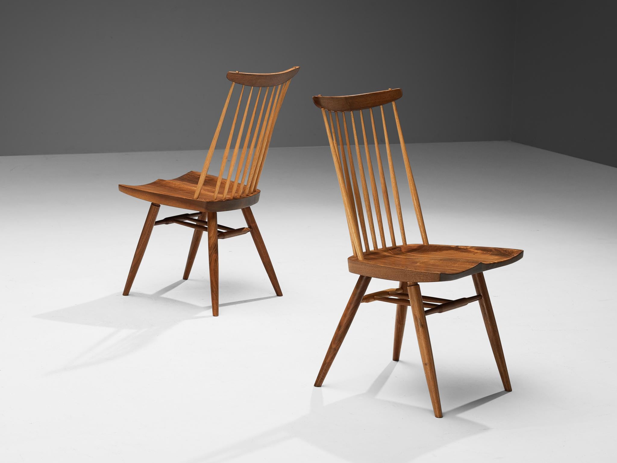 American George Nakashima 'New' Dining Chairs in Walnut and Hickory 