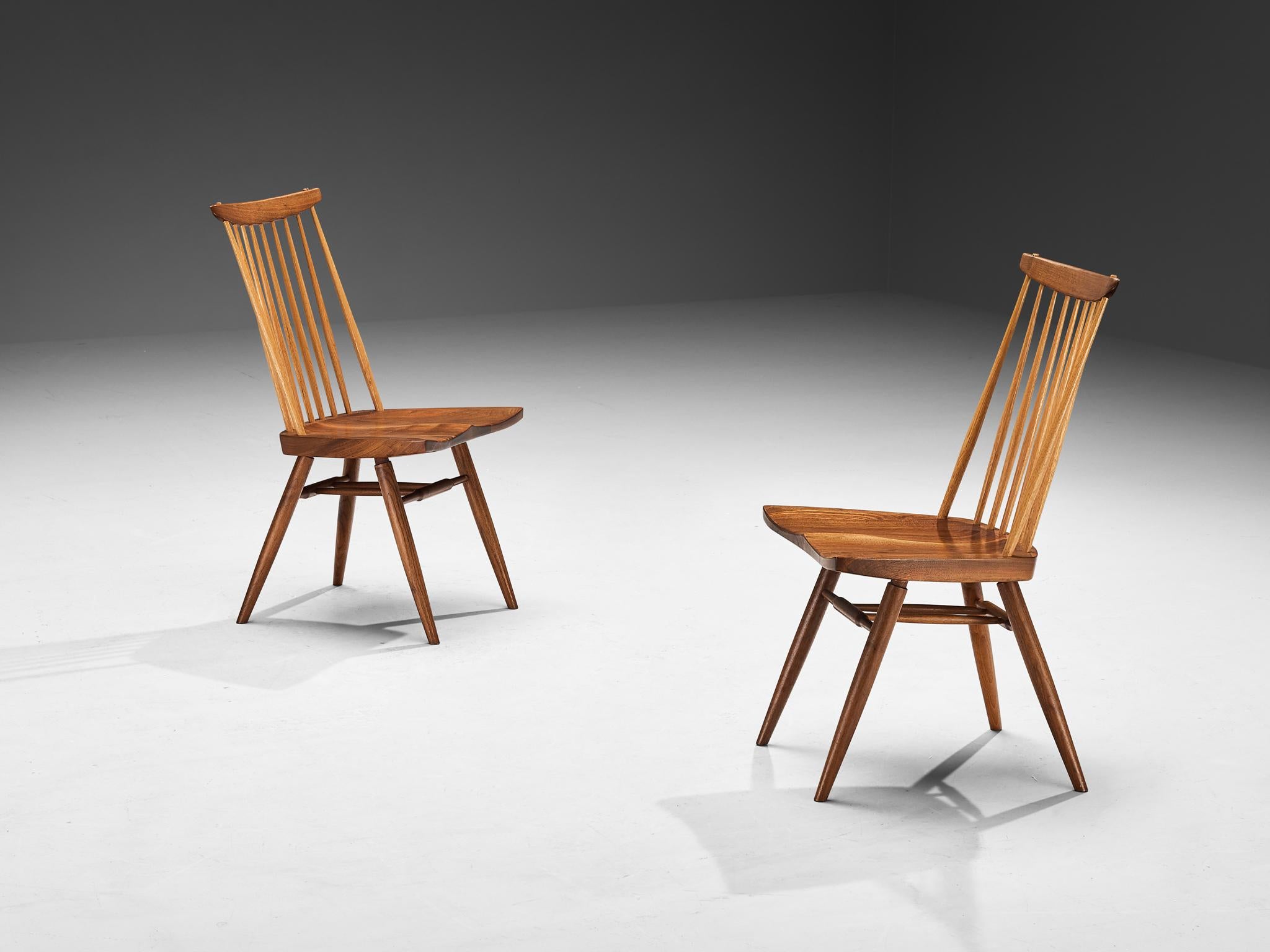 American George Nakashima 'New' Dining Chairs in Walnut and Hickory  For Sale