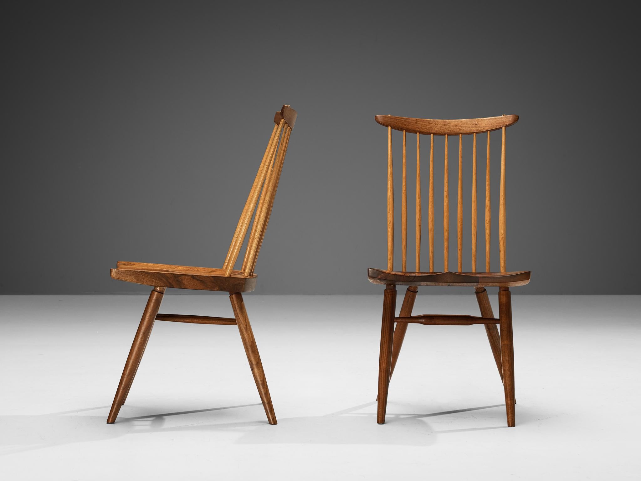 Mid-20th Century George Nakashima 'New' Dining Chairs in Walnut and Hickory 