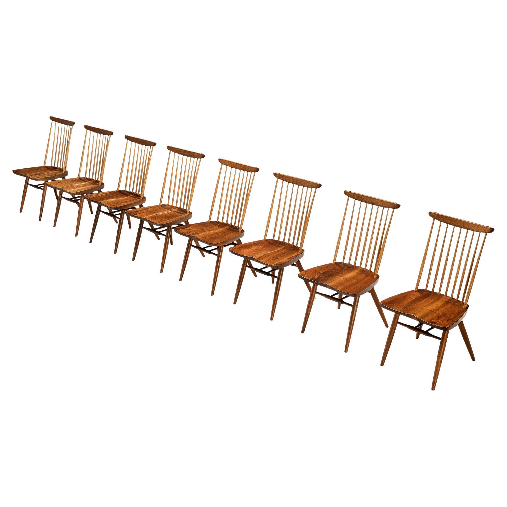 George Nakashima 'New' Dining Chairs in Walnut and Hickory 
