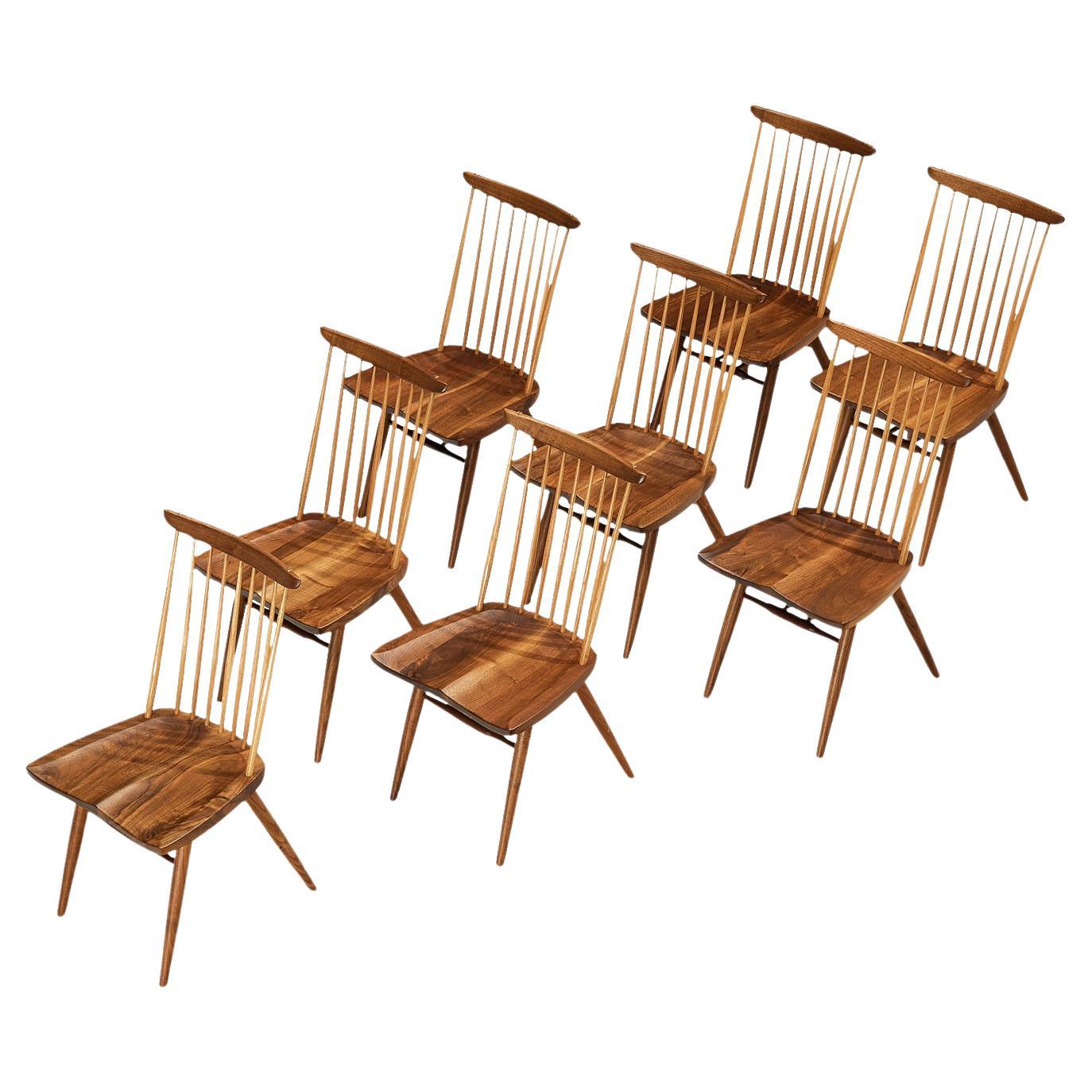 George Nakashima 'New' Dining Chairs in Walnut and Hickory For Sale