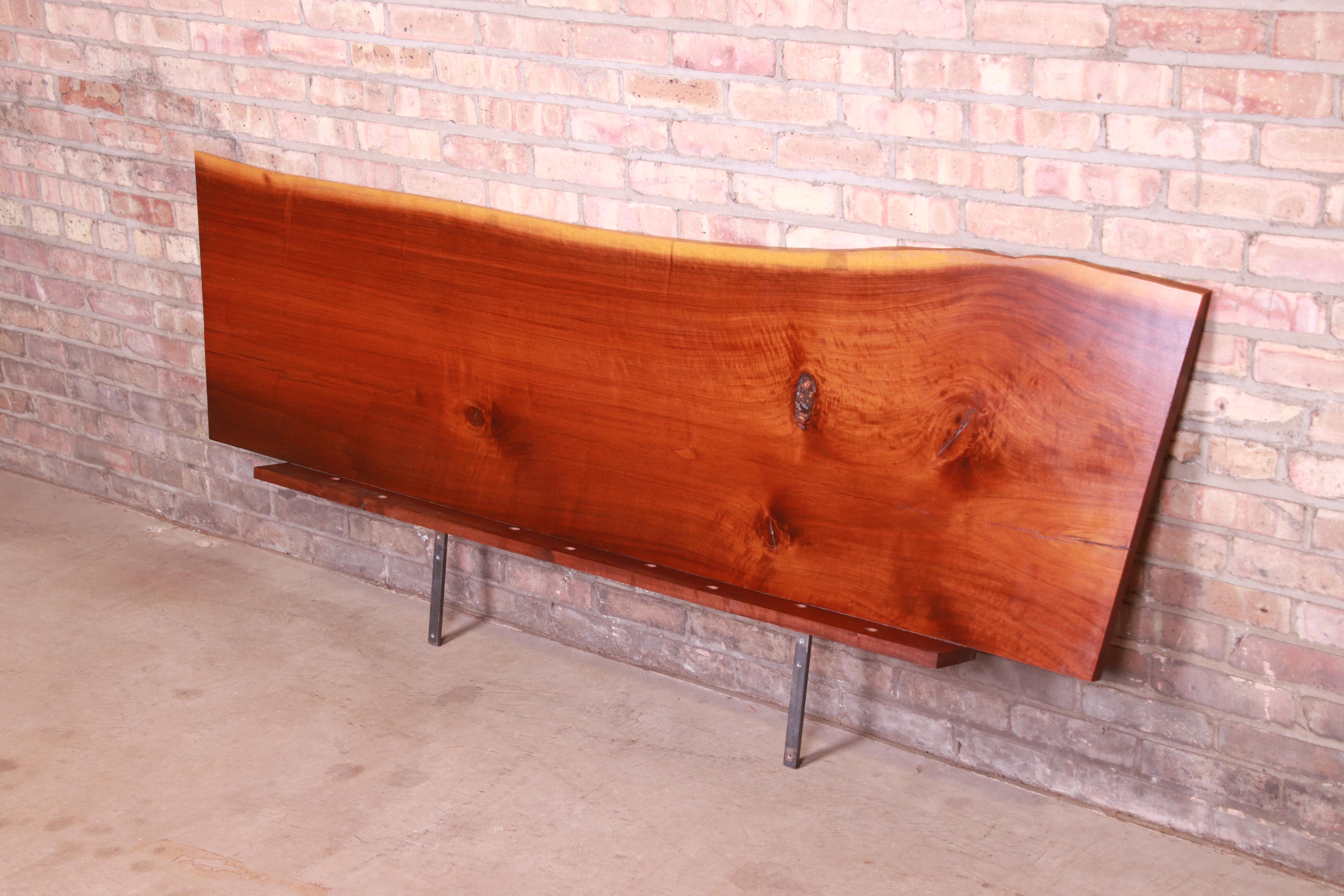 George Nakashima Organic Modern Natural Walnut Slab King Size Floating Headboard In Good Condition In South Bend, IN