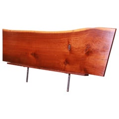 George Nakashima Organic Modern Natural Walnut Slab King Size Floating Headboard