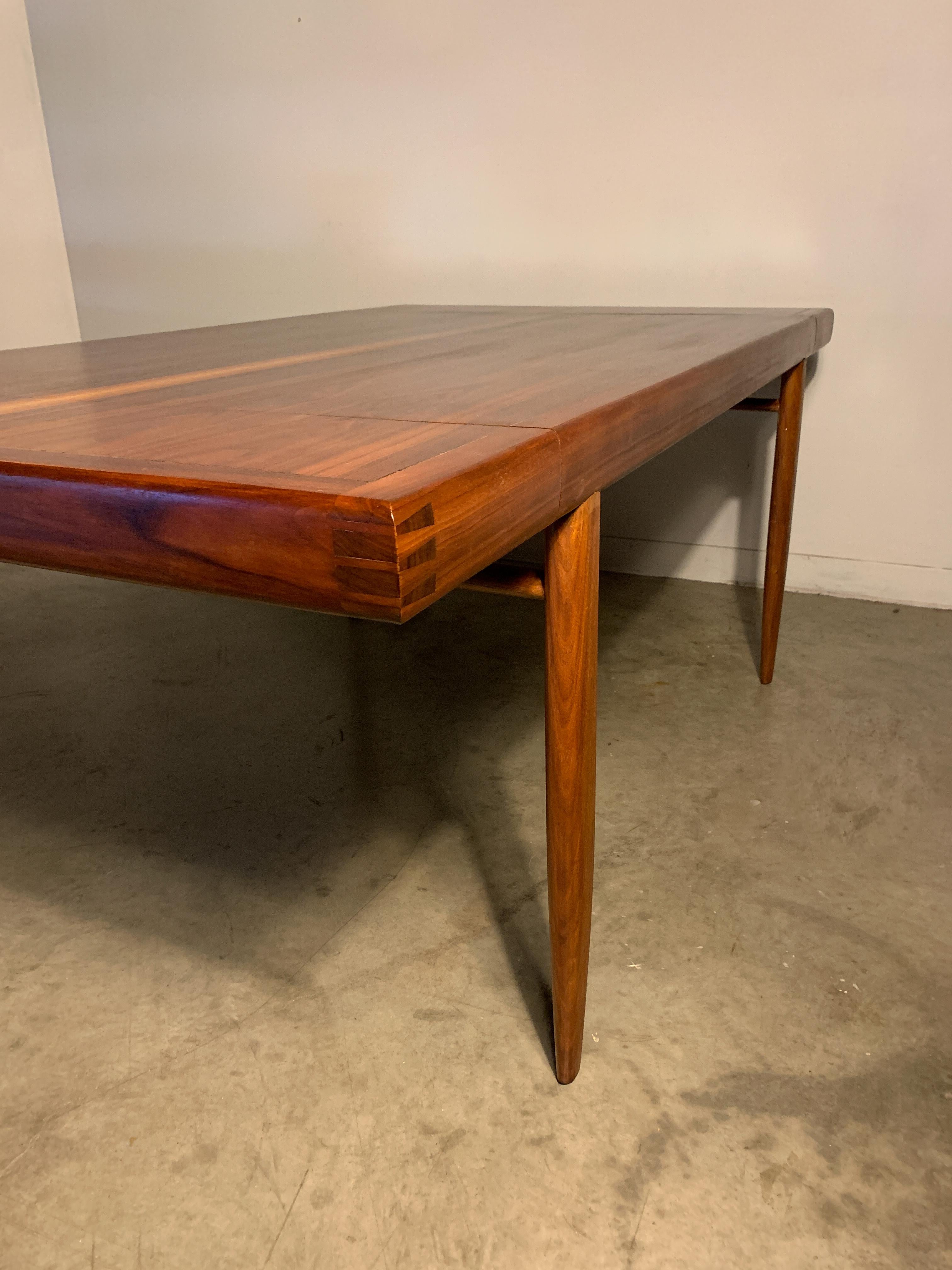 Stunning Walnut dining table designed by George Nakashima and handmade by Widdicomb Mueller craftsman in 1958. This table was one of the key pieces for the Origins collection and graced the cover of an issue of House Beautiful dedicated to the line.