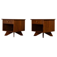 George Nakashima Origins Nightstands for Widdicomb, Walnut - Pair