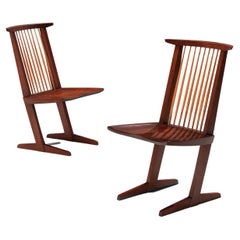 Used George Nakashima Pair of 'Conoid' Dining Chairs in Walnut 