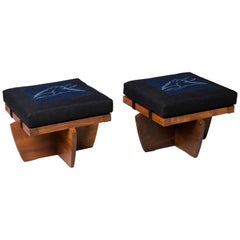 George Nakashima, Pair of "Greenrock" Stools