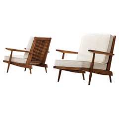 George Nakashima Pair of Spindleback Lounge Chairs in Walnut